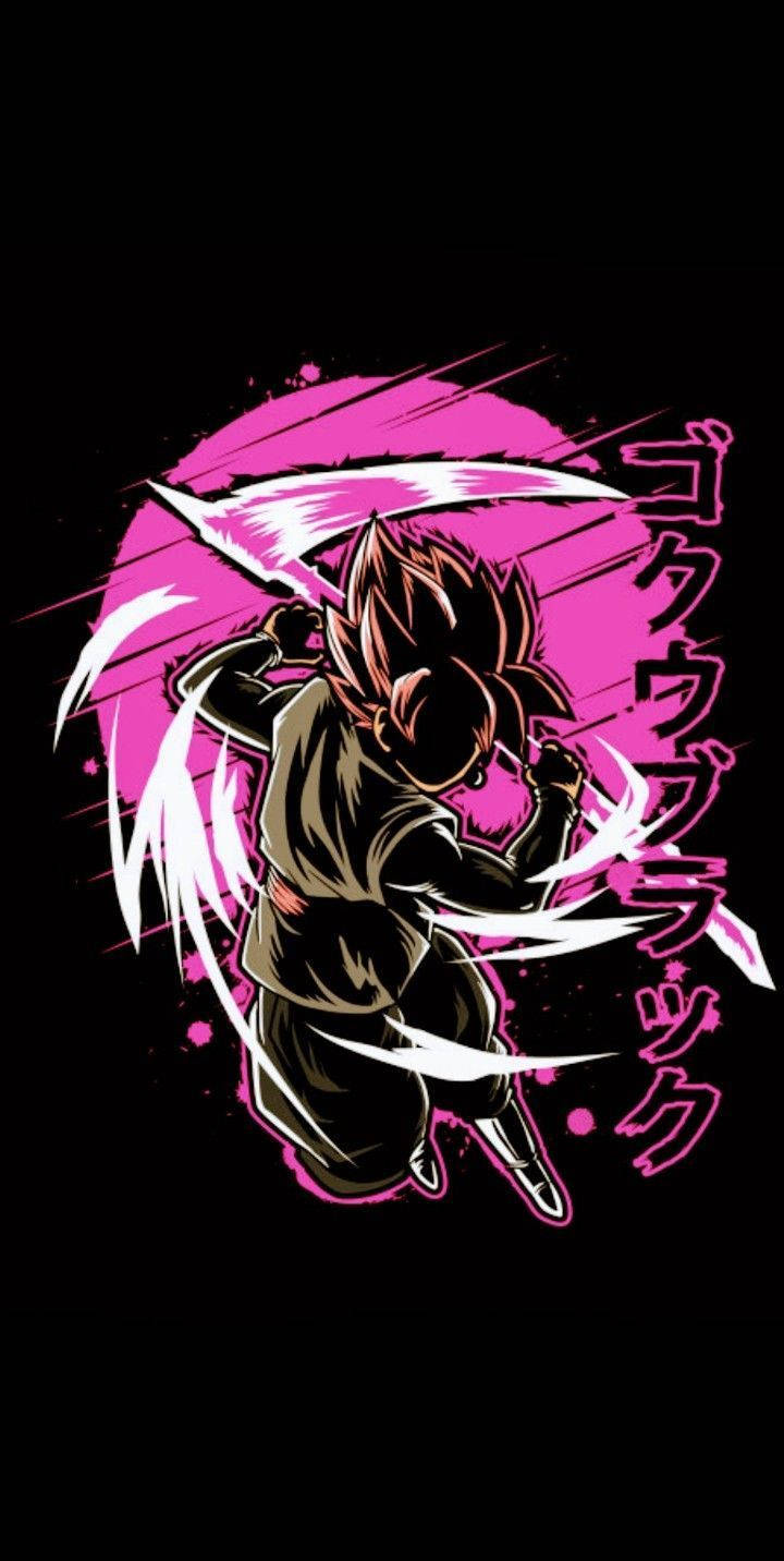 Black Goku Phone, Pink Moon, silhouette of Black Goku Phone, HD Phone Wallpaper