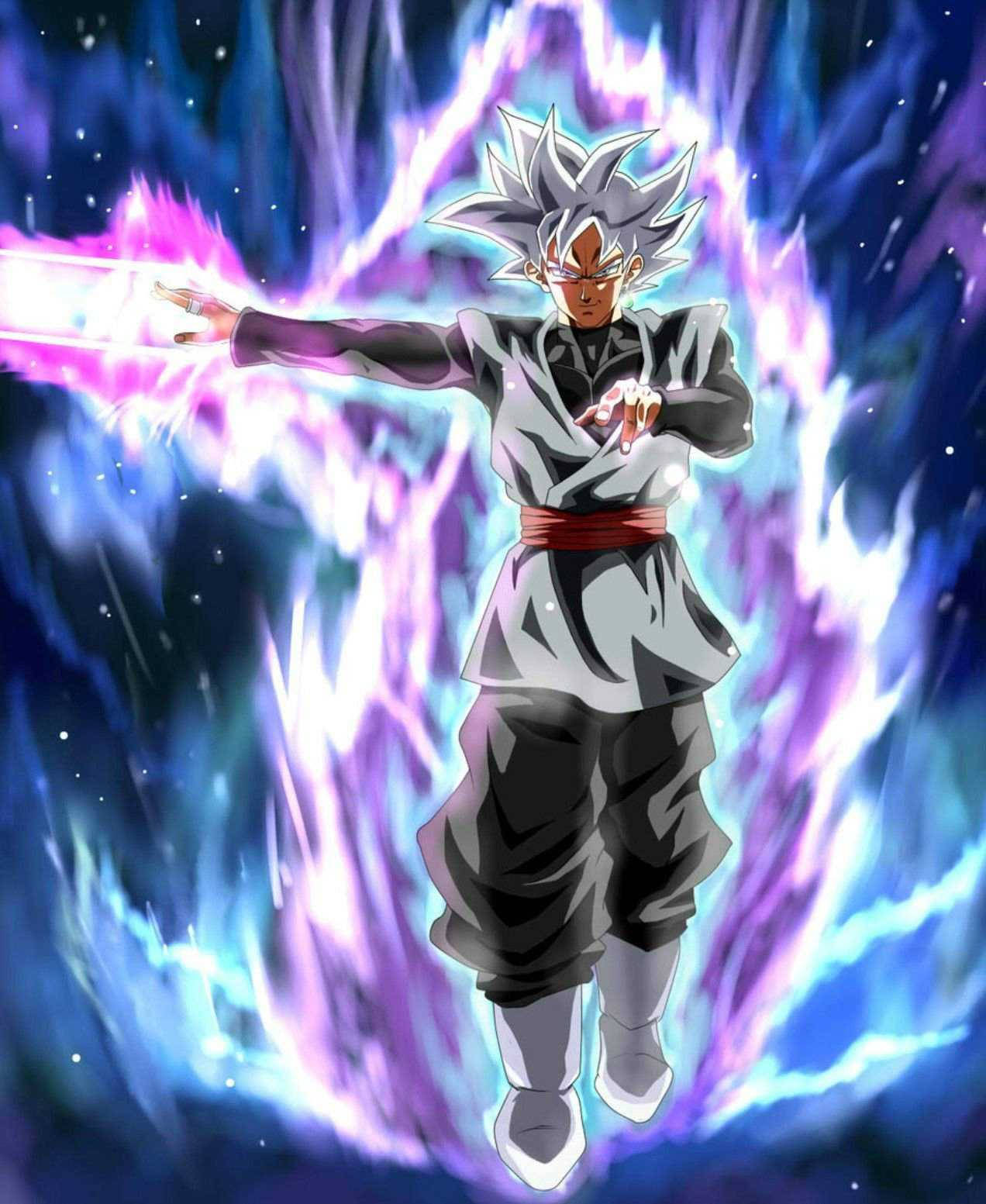 Goku Black, purple energy blast, swirling cosmic energy, HD Phone Wallpaper