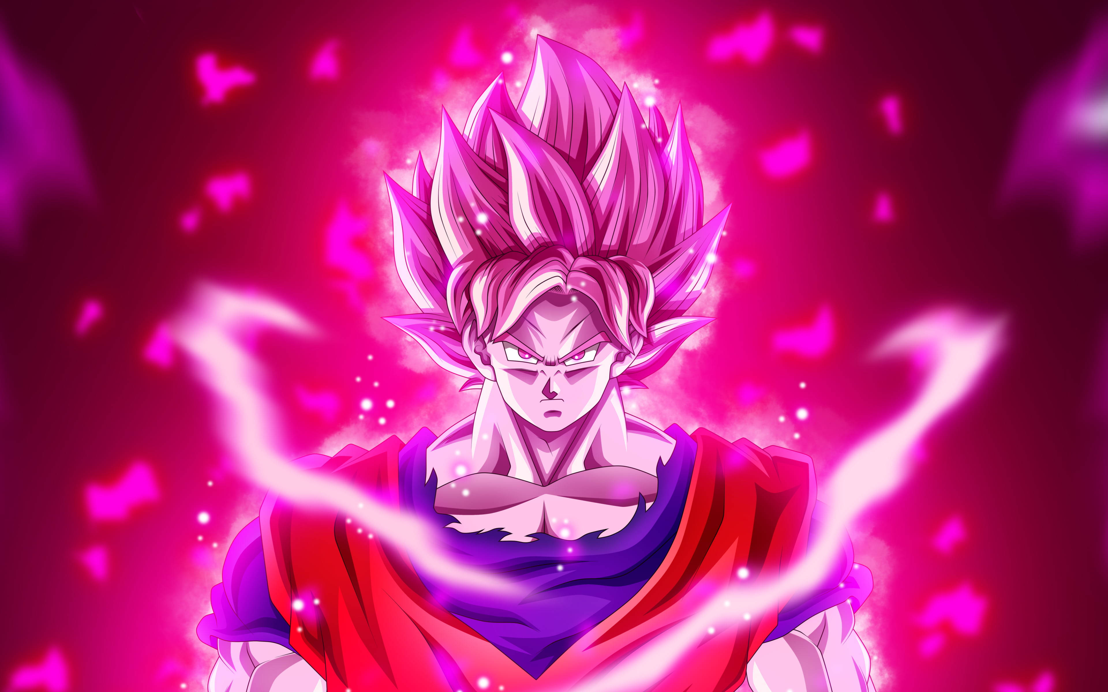 Black Goku Rose, 4K, glowing bright pink, 4K Desktop Wallpaper
