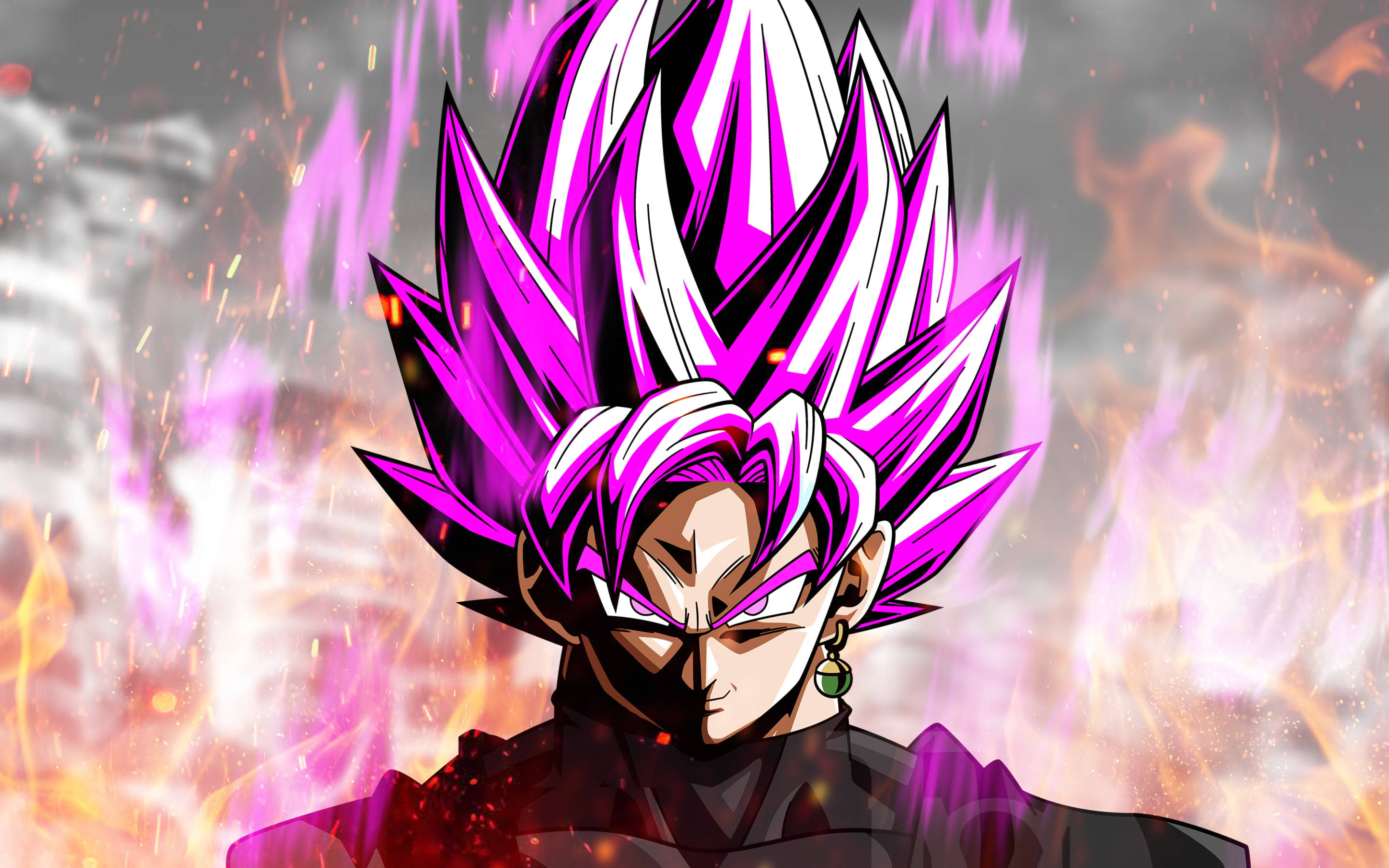 Black Goku Rose, 4K, pink orange energy, 2K Desktop Wallpaper