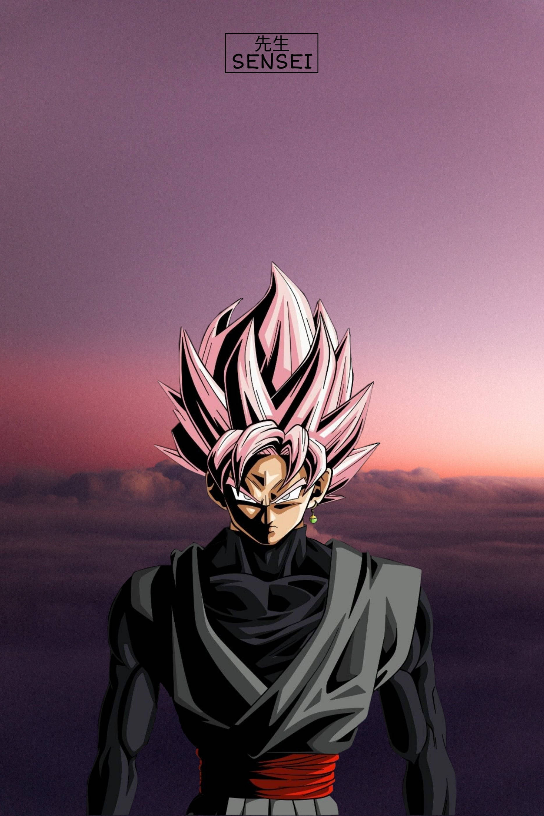 Black Goku Rose, Pink Sunset, purple sunset sky, 2K Phone Wallpaper