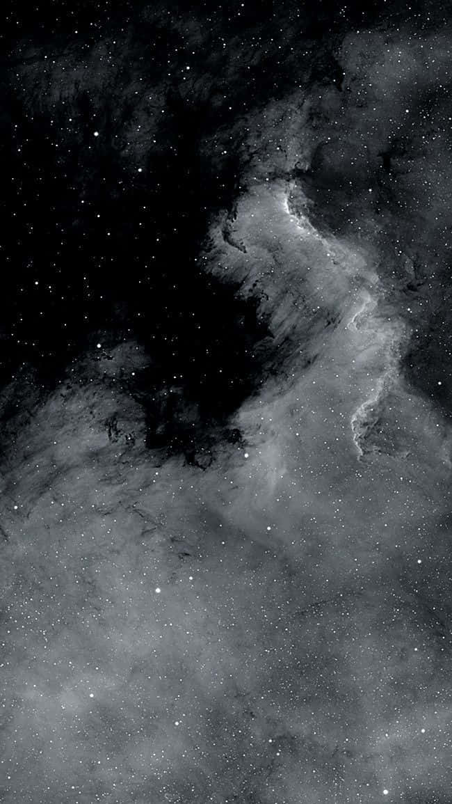 black gradient, monochrome cosmic scene, swirling nebulae, SD Phone Wallpaper