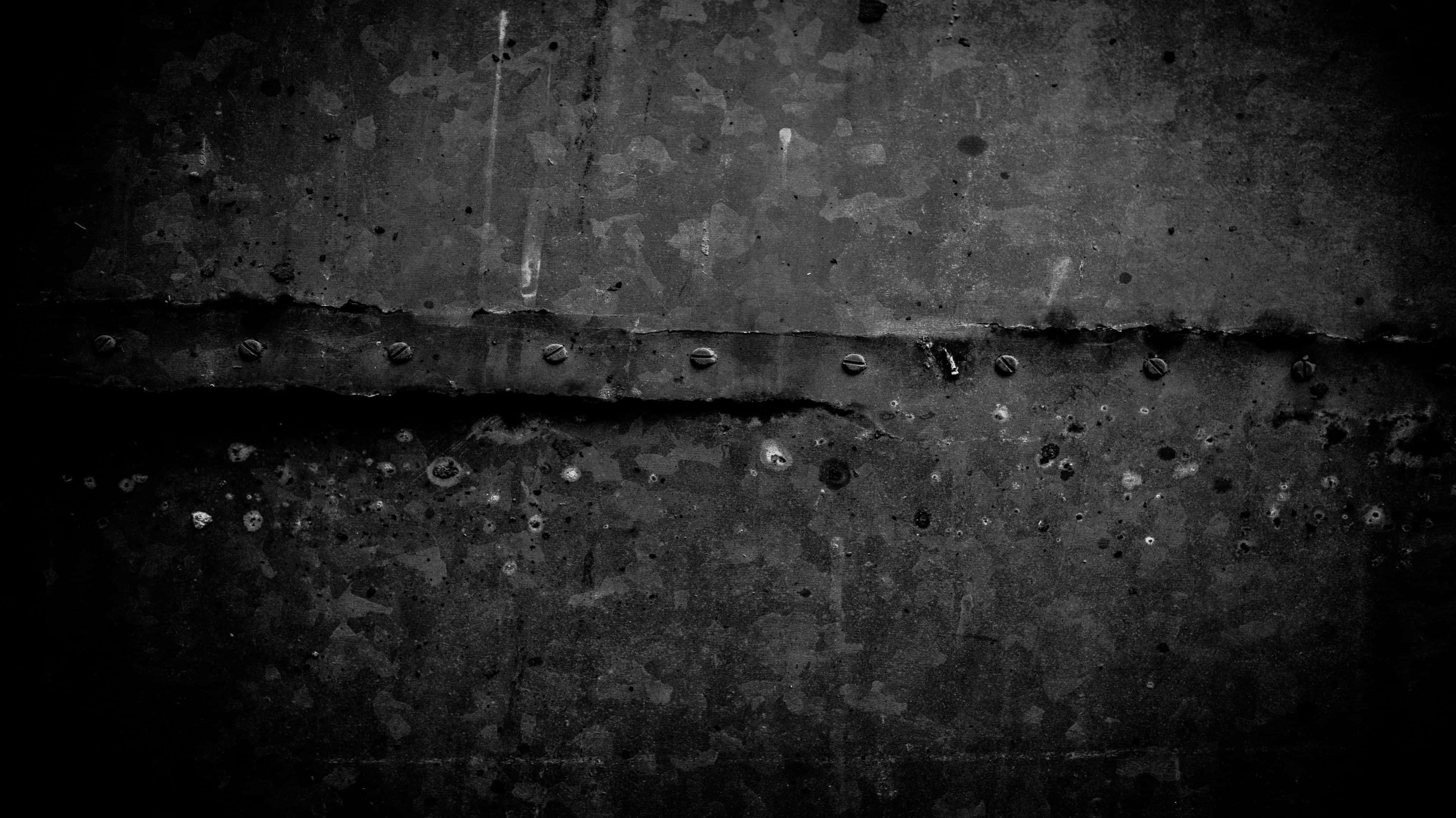 black and white photo, metal wall, rivets, 4K Desktop Wallpaper