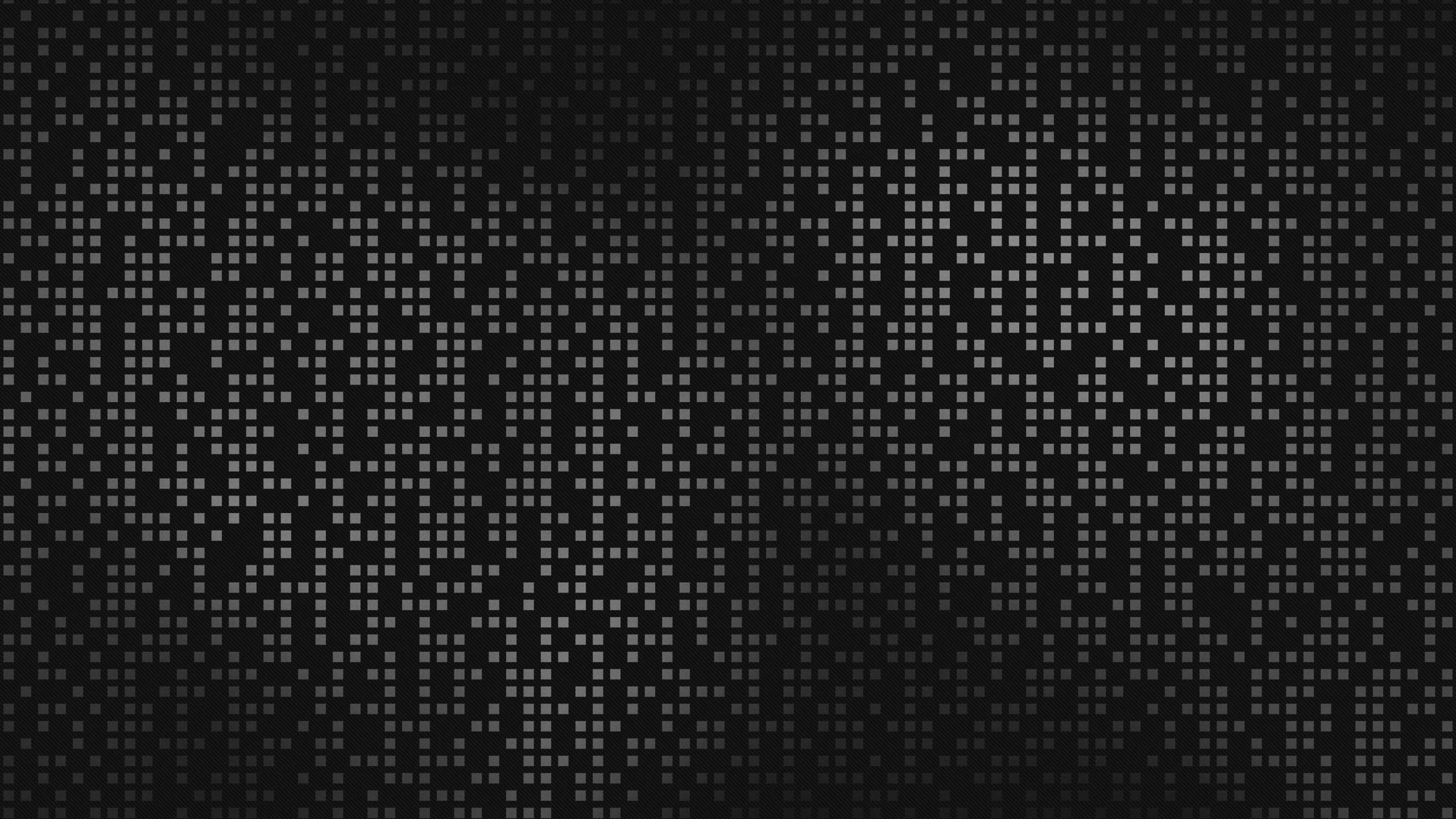 Computer Pixels, black background, glowing gray pixels, 4K Desktop Wallpaper