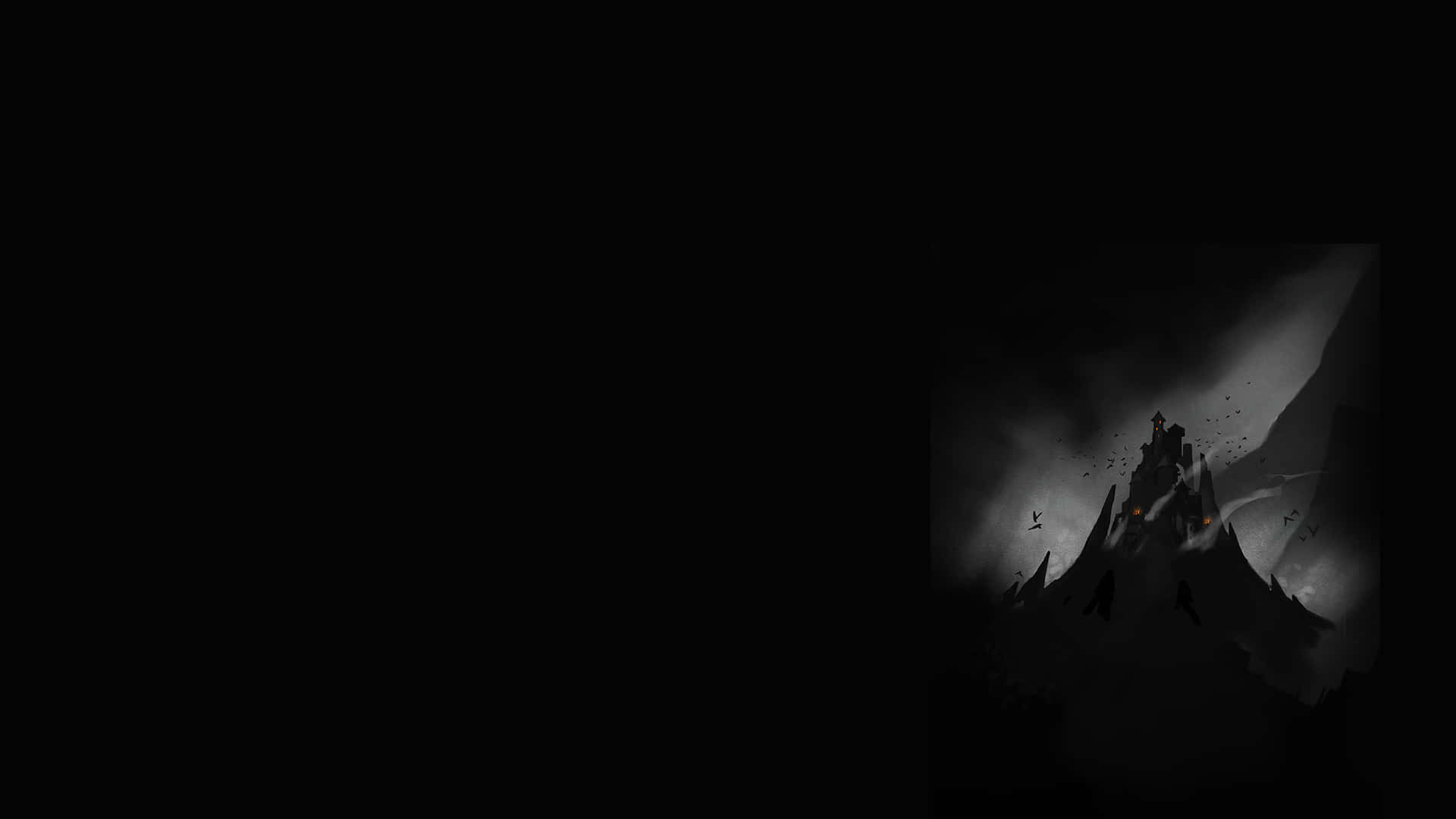 Blind Dark Desktop, dark castle silhouette, stormy skies, Full HD Desktop Wallpaper