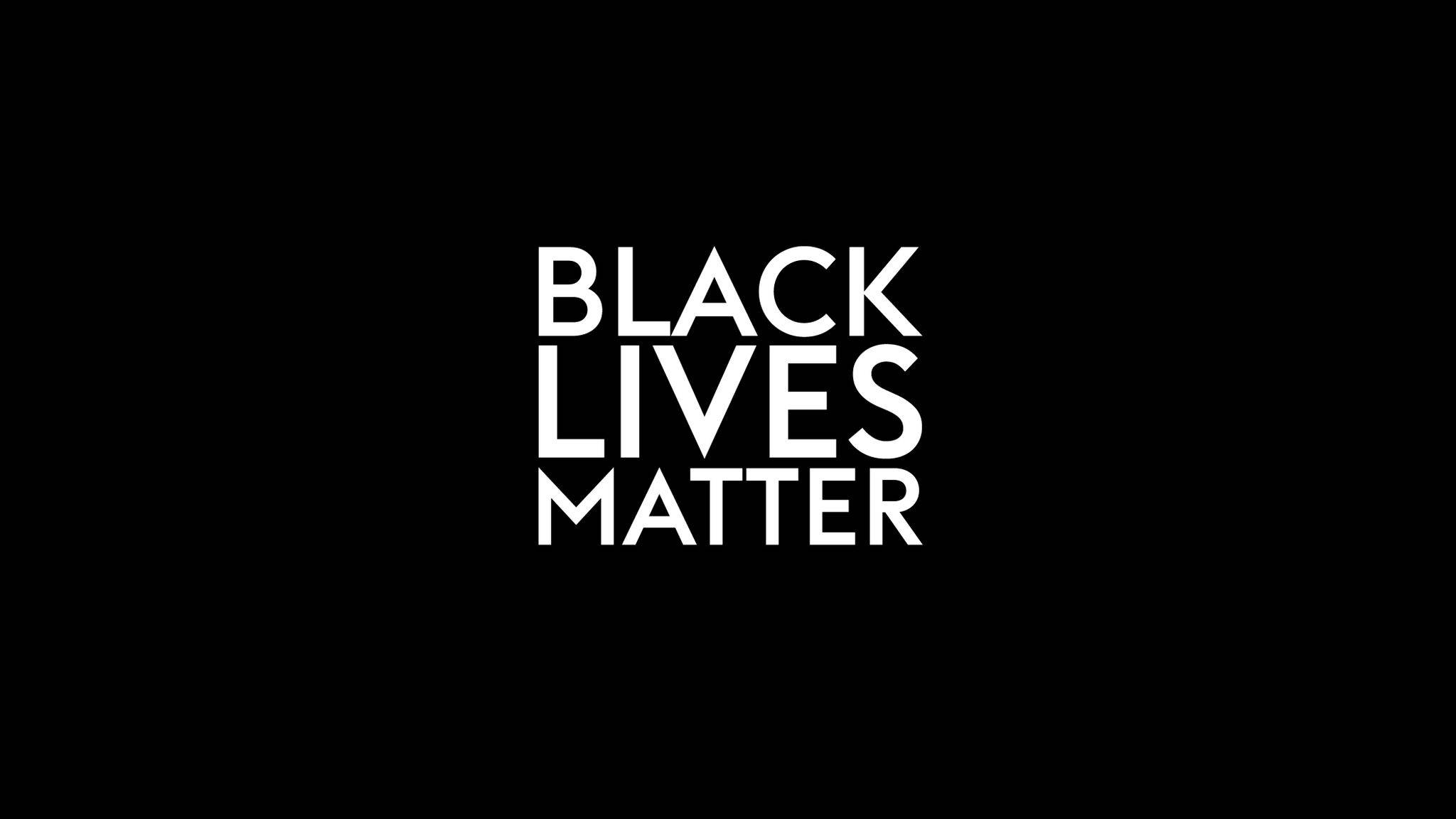 BLACK LIVES MATTER, white text, solid black background, Full HD Desktop Wallpaper
