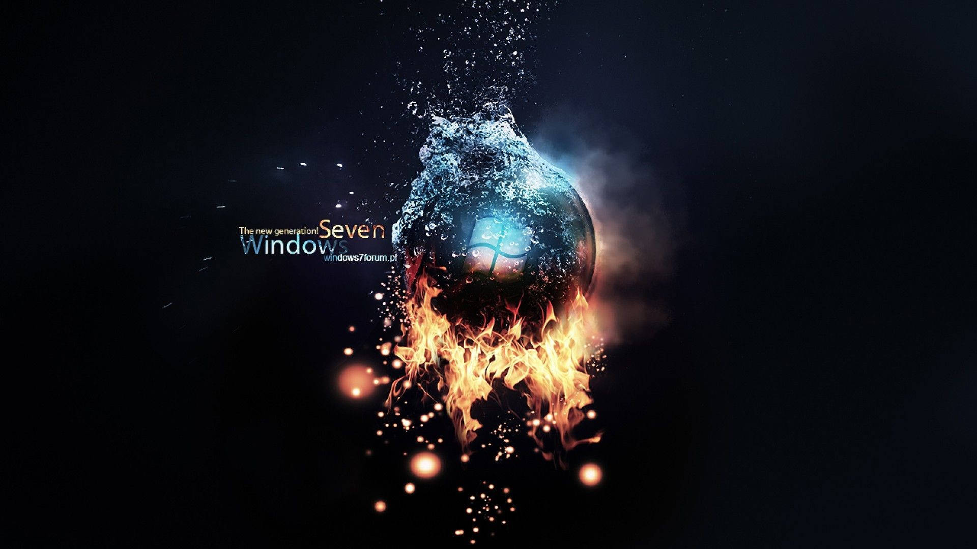 Windows logo, sphere, water, Full HD Desktop Wallpaper