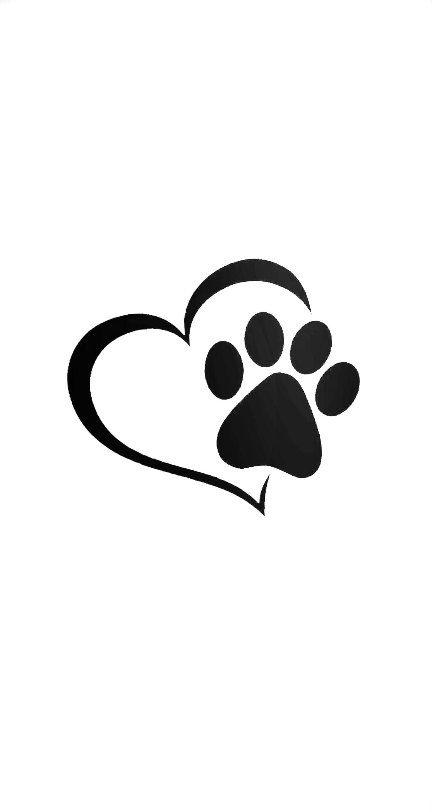 puppy paw, black heart, minimalist, 2K Phone Wallpaper