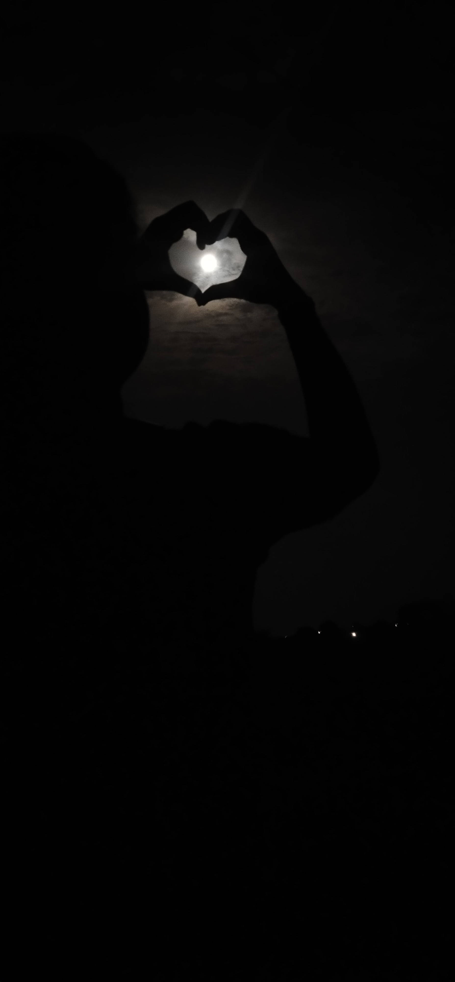 Black Heart Aesthetic, moon, silhouette, 4K Phone Wallpaper
