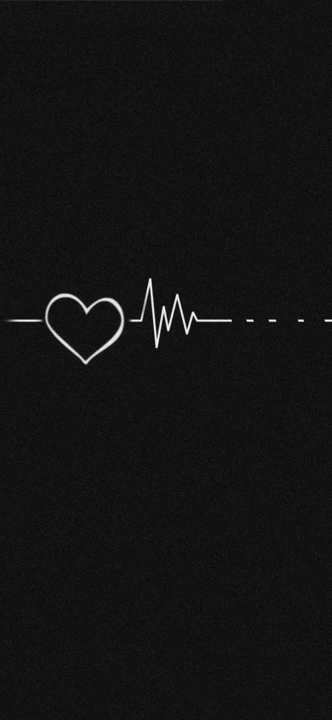 Black Heart Aesthetic, white heart symbol, heartbeat line, Full HD Phone Wallpaper