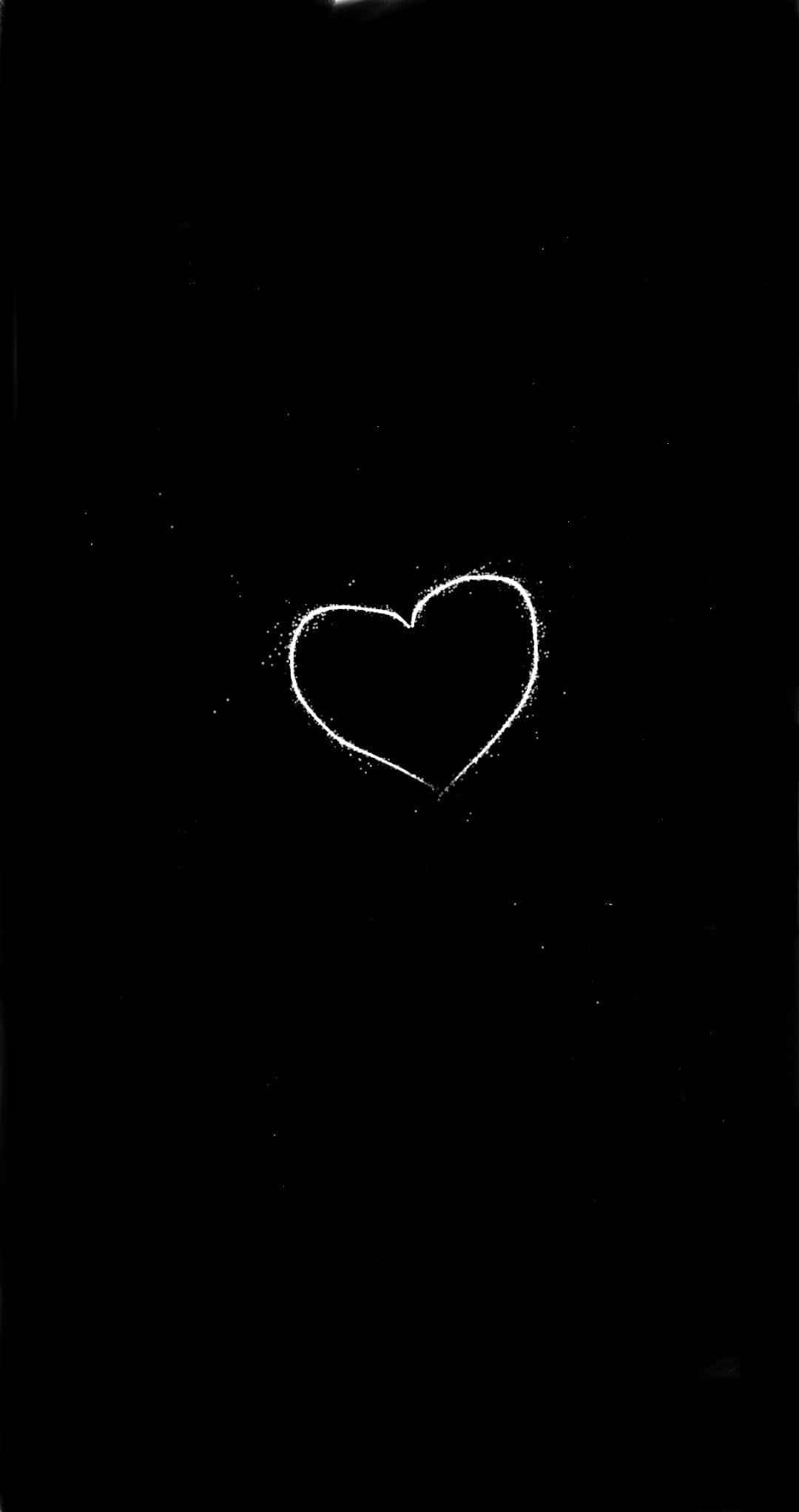 black heart, white chalk heart, blackboard, Full HD Phone Wallpaper