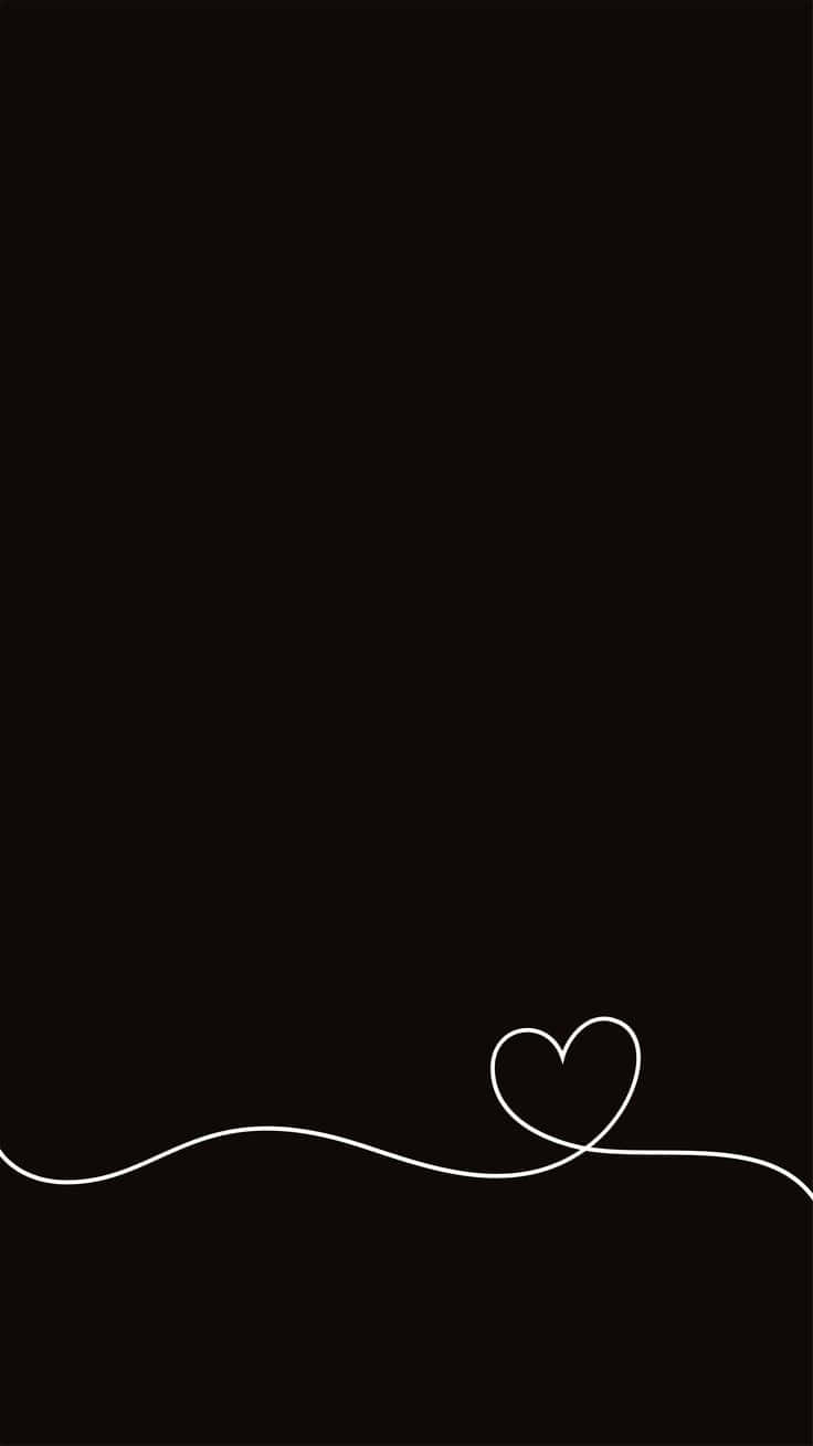 Black Heart Aesthetic, minimalist white line drawing, solid black background, HD Phone Wallpaper