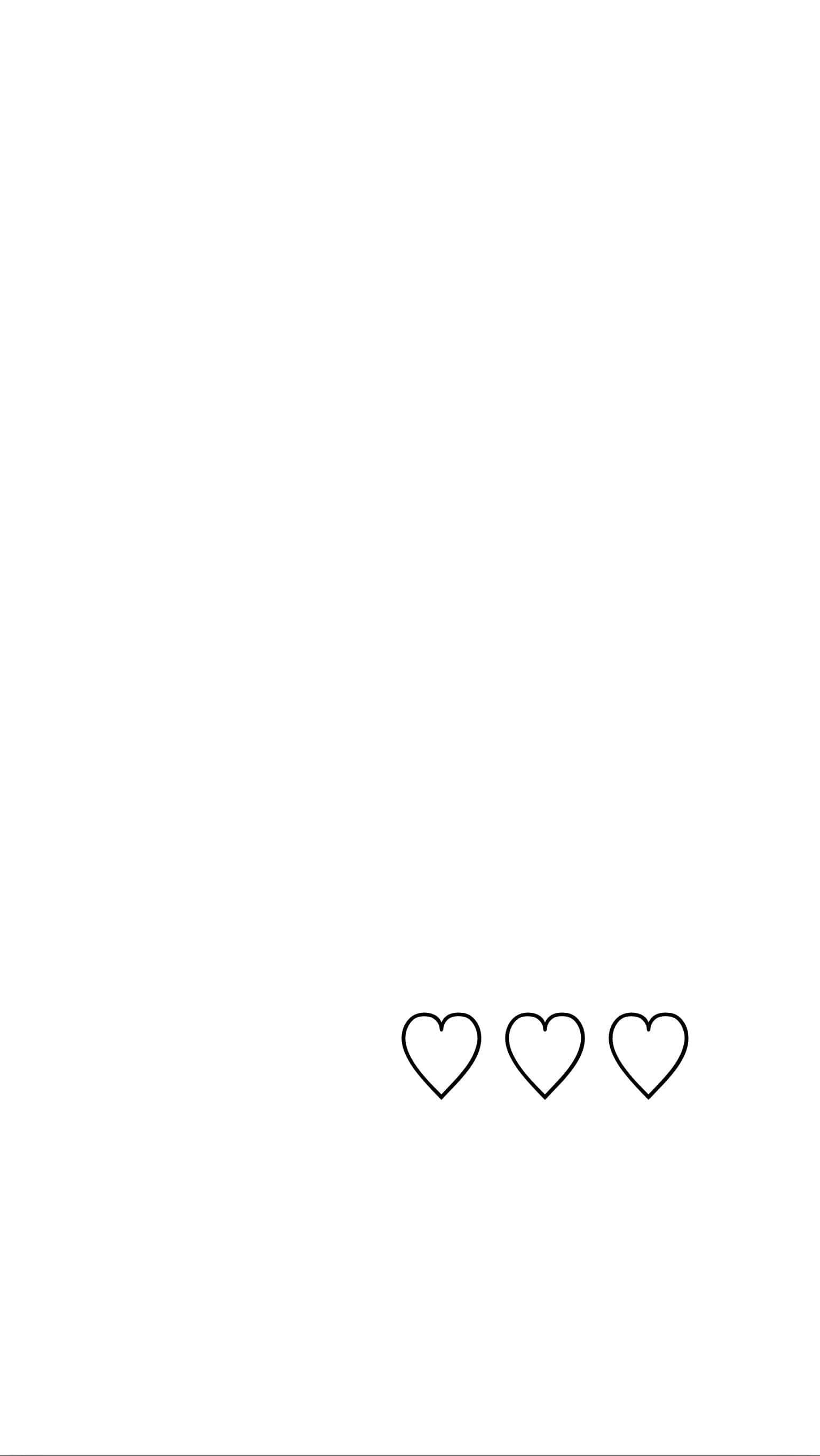 Outline Black Heart iPhone, minimalist outlined hearts, white canvas, 2K Phone Wallpaper