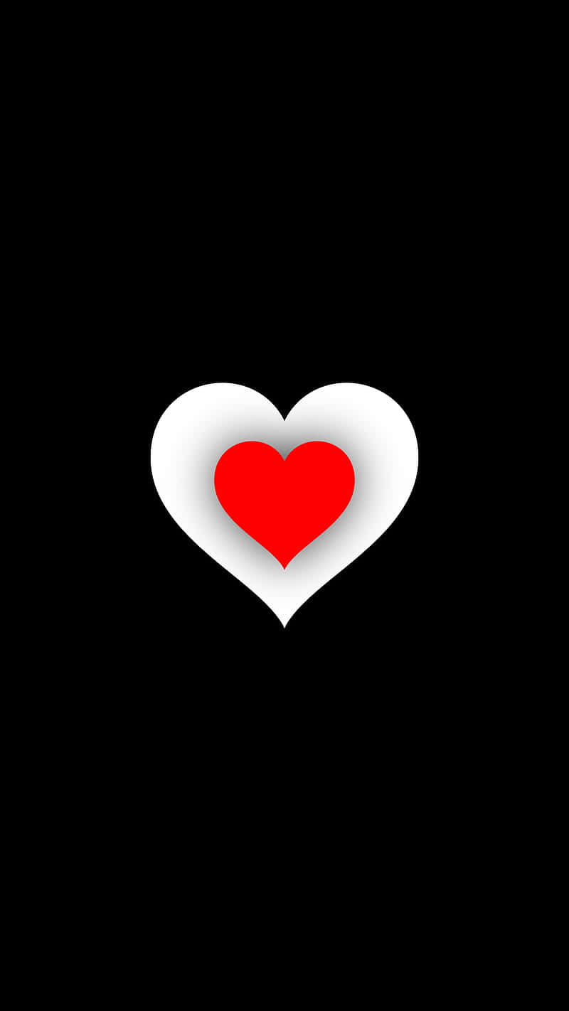 Red White Black Heart iPhone, red heart, white heart silhouette, HD Phone Wallpaper