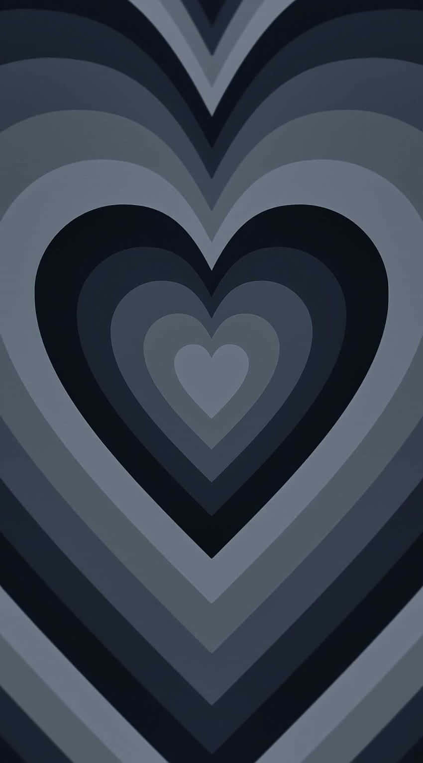 Monochrome Black Heart iPhone, nested hearts, gradient gray tones, HD Phone Wallpaper