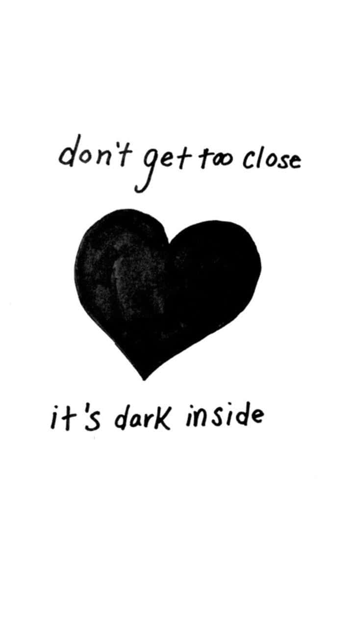 Black Heart iPhone, stark black heart, handwritten text, HD Phone Wallpaper