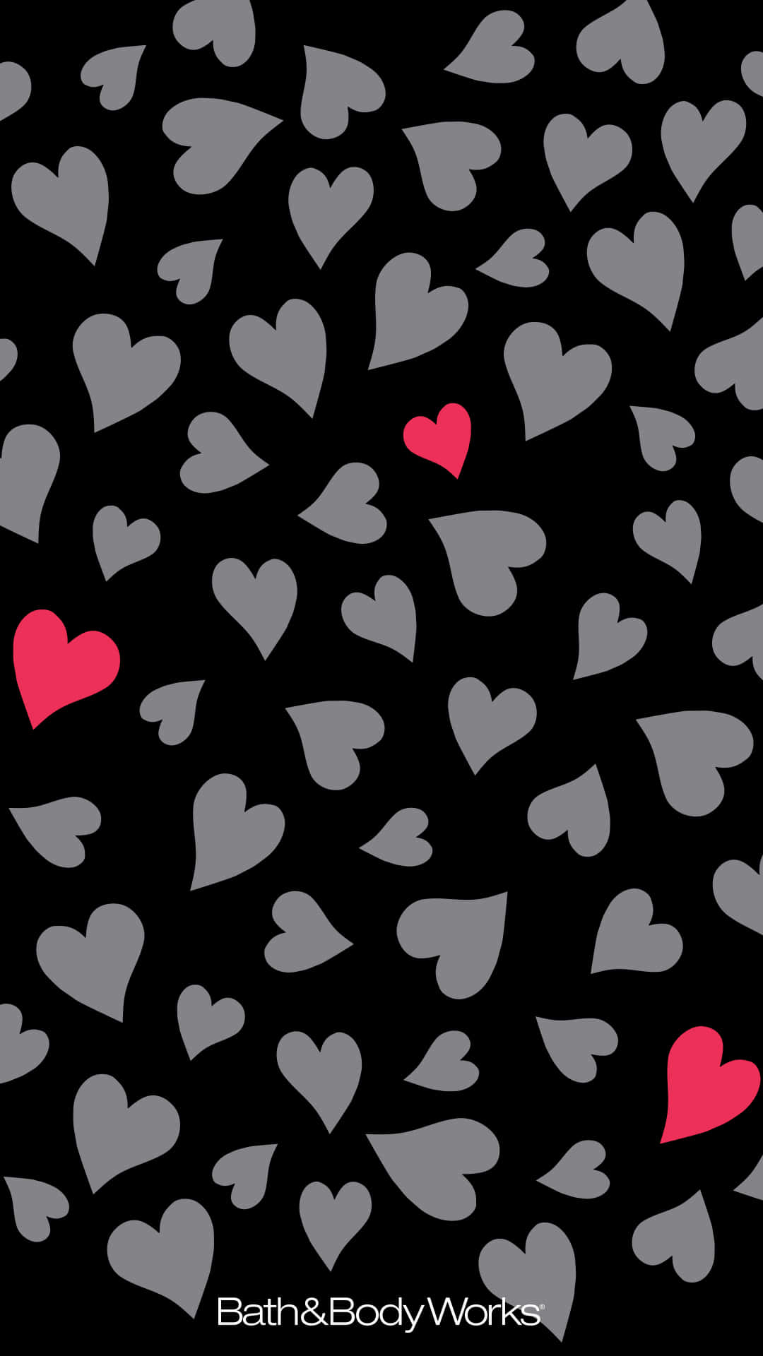 black background, gray hearts, vibrant pink hearts, Full HD Phone Wallpaper