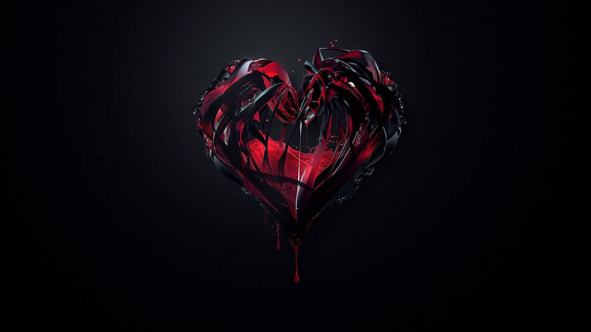 Black Heart, crimson heart, dripping liquid, Full HD Desktop Wallpaper