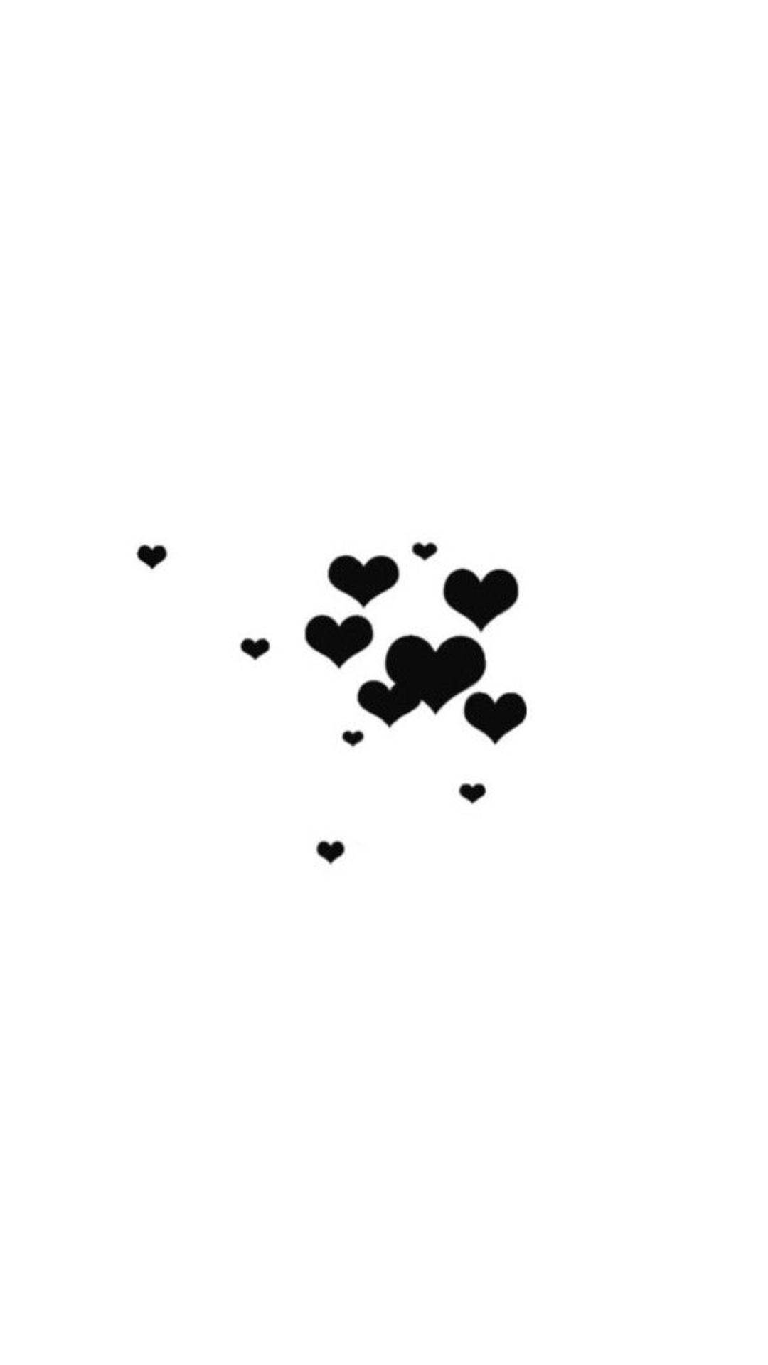 floating black hearts, black heart shapes, stark white background, Full HD Phone Wallpaper