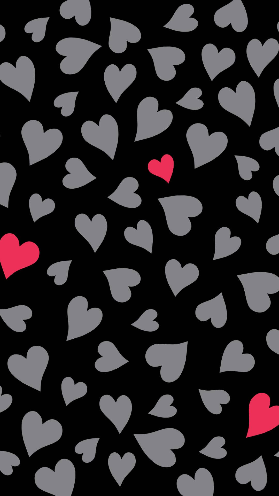 Black Heart, red hearts, gray hearts, Full HD Phone Wallpaper
