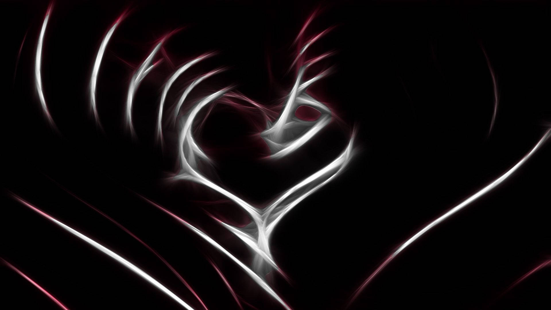 Black Heart, white lines, glowing white, Full HD Desktop Wallpaper