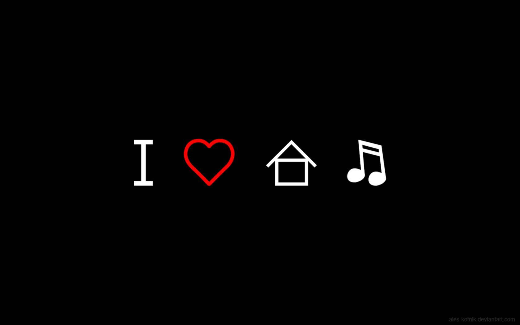 I heart music, red heart, white text, HD Desktop Wallpaper