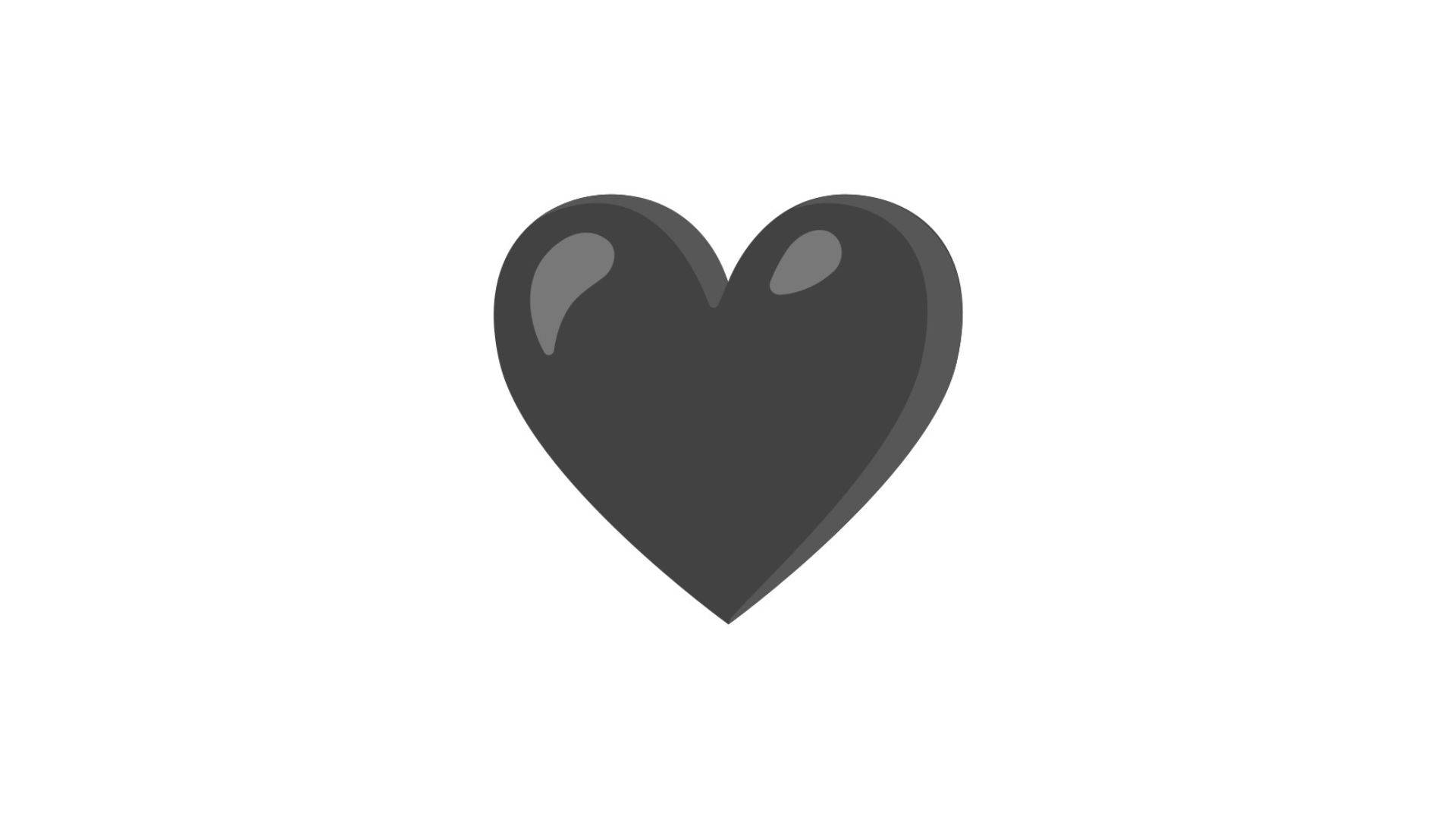 shiny black heart, dark gray heart, subtle highlights, Full HD Desktop Wallpaper