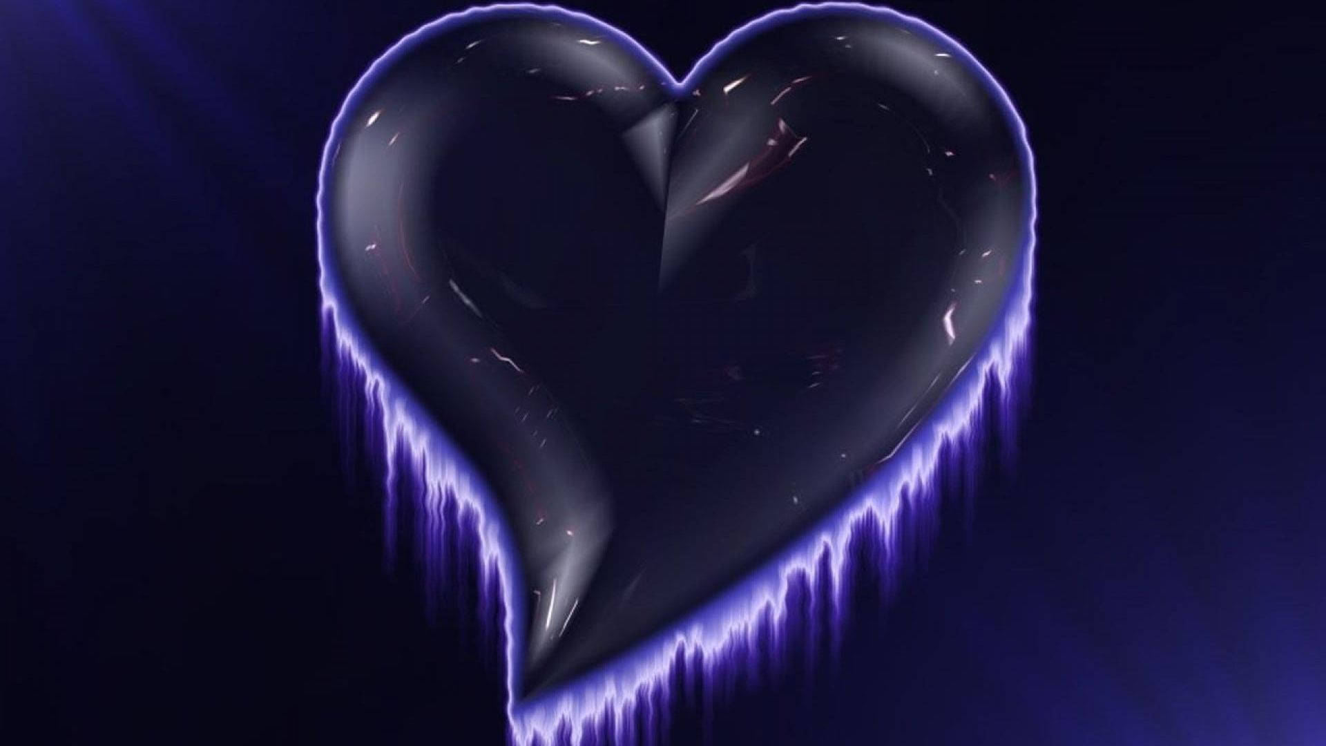 glowing black heart, cracked mirror, electric blue lightning, Full HD Desktop Wallpaper