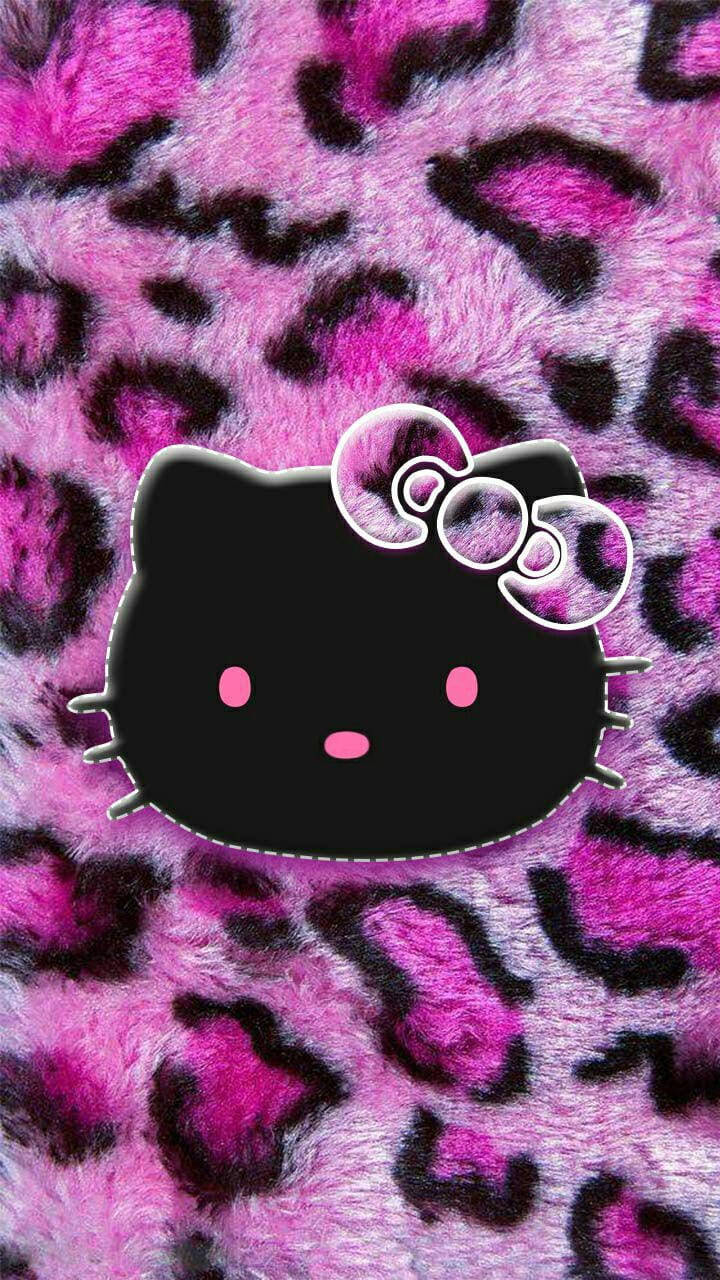 Black Hello Kitty, pink cheeks, white bow, HD Phone Wallpaper