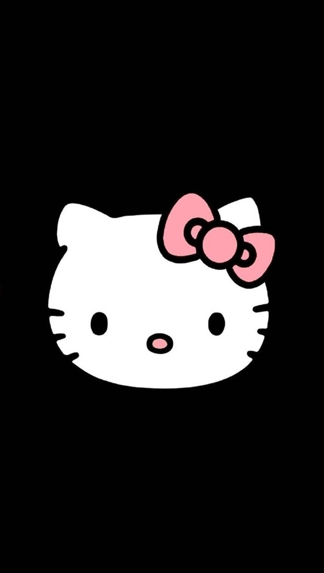 Black Hello Kitty, cartoon drawing, white cartoon cat face, HD Phone Wallpaper