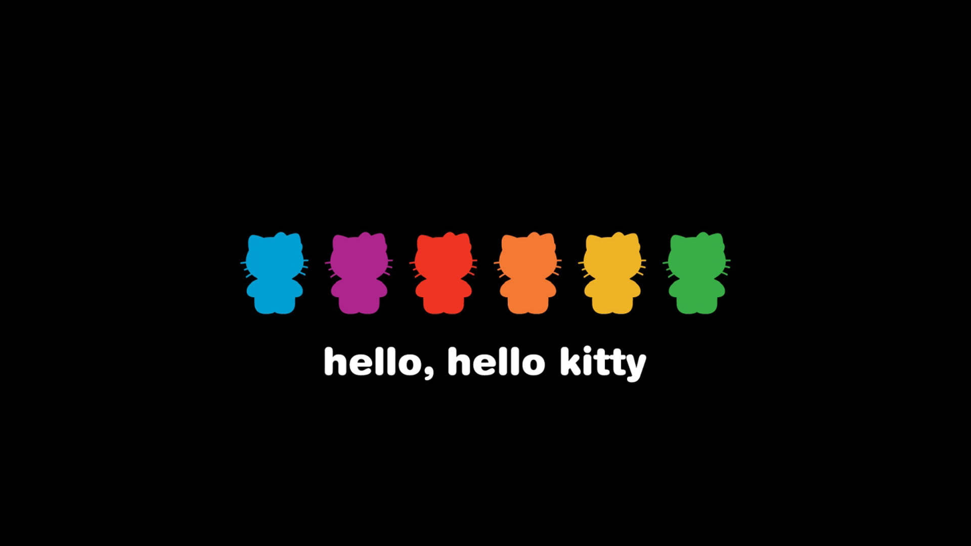 Hello Kitty, rainbow, black background, Full HD Desktop Wallpaper