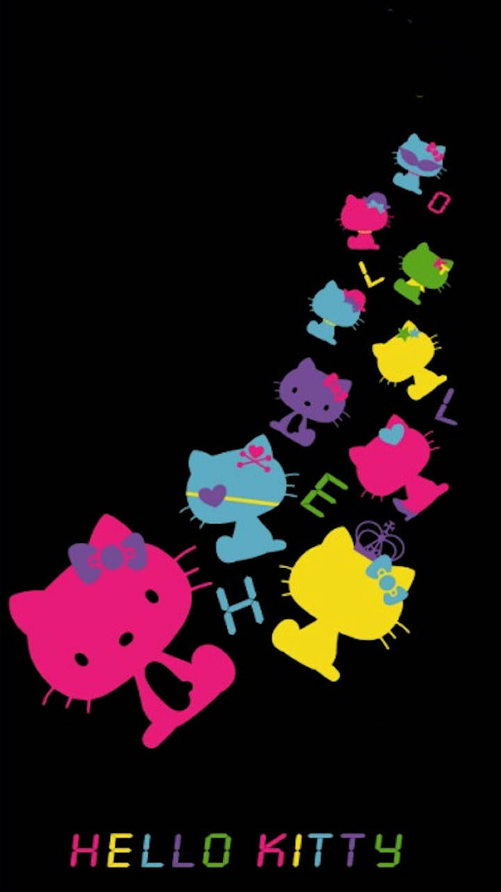 Black Hello Kitty, Hello Kitty, rainbow hues, HD Phone Wallpaper