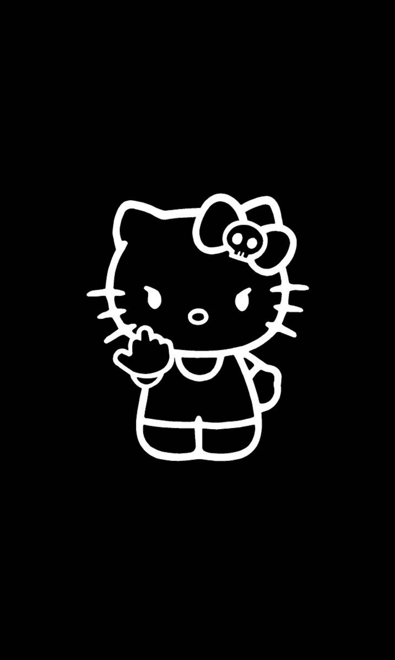 Hello Kitty, skull bow, middle finger gesture, Full HD Phone Wallpaper