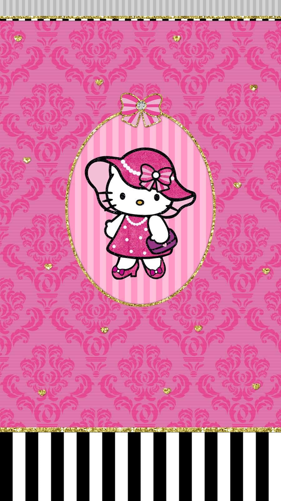 Hello Kitty, pink hat, pink and black design, HD Phone Wallpaper