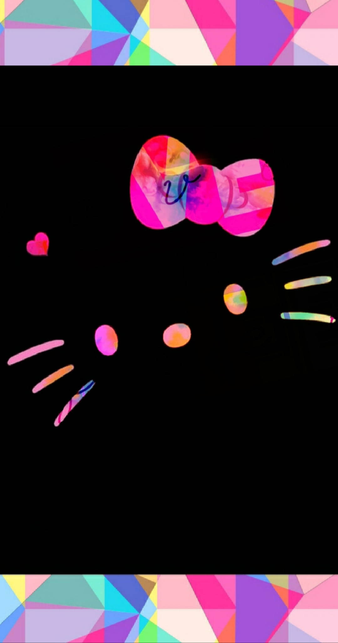Hello Kitty, rainbow bow, heart, Full HD Phone Wallpaper
