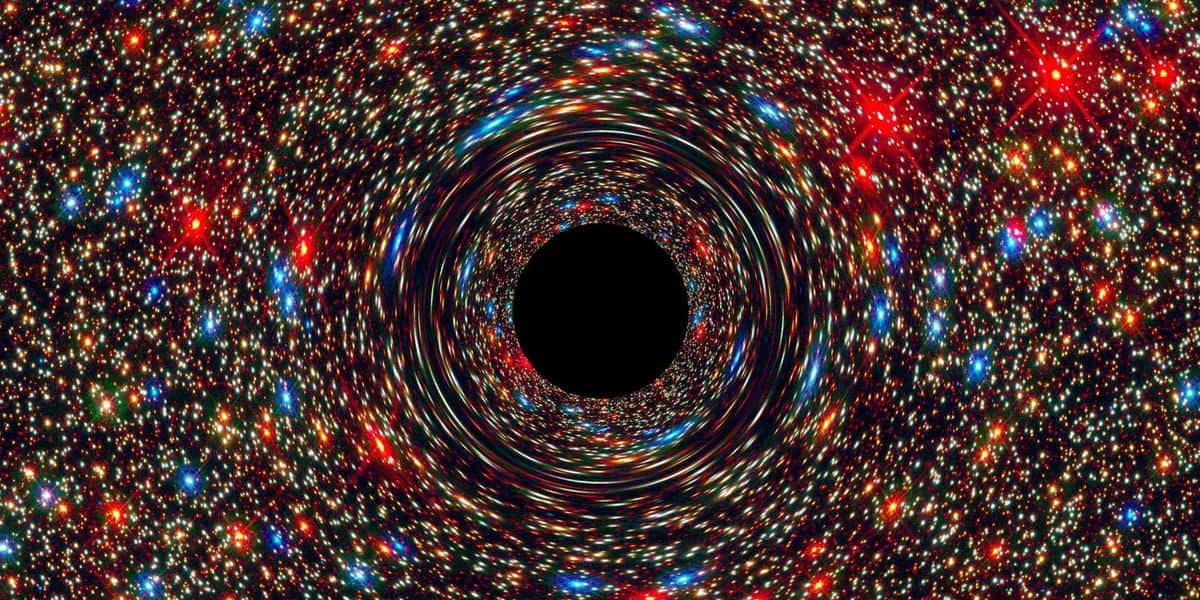 Black Hole Sun, swirling cosmic tunnel, vibrant stars, SD Desktop Wallpaper