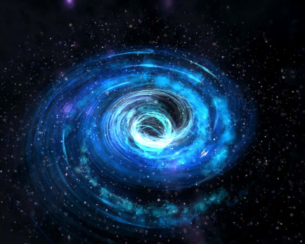 Black Hole Sun, blue spiral galaxy, black void, SD Desktop Wallpaper