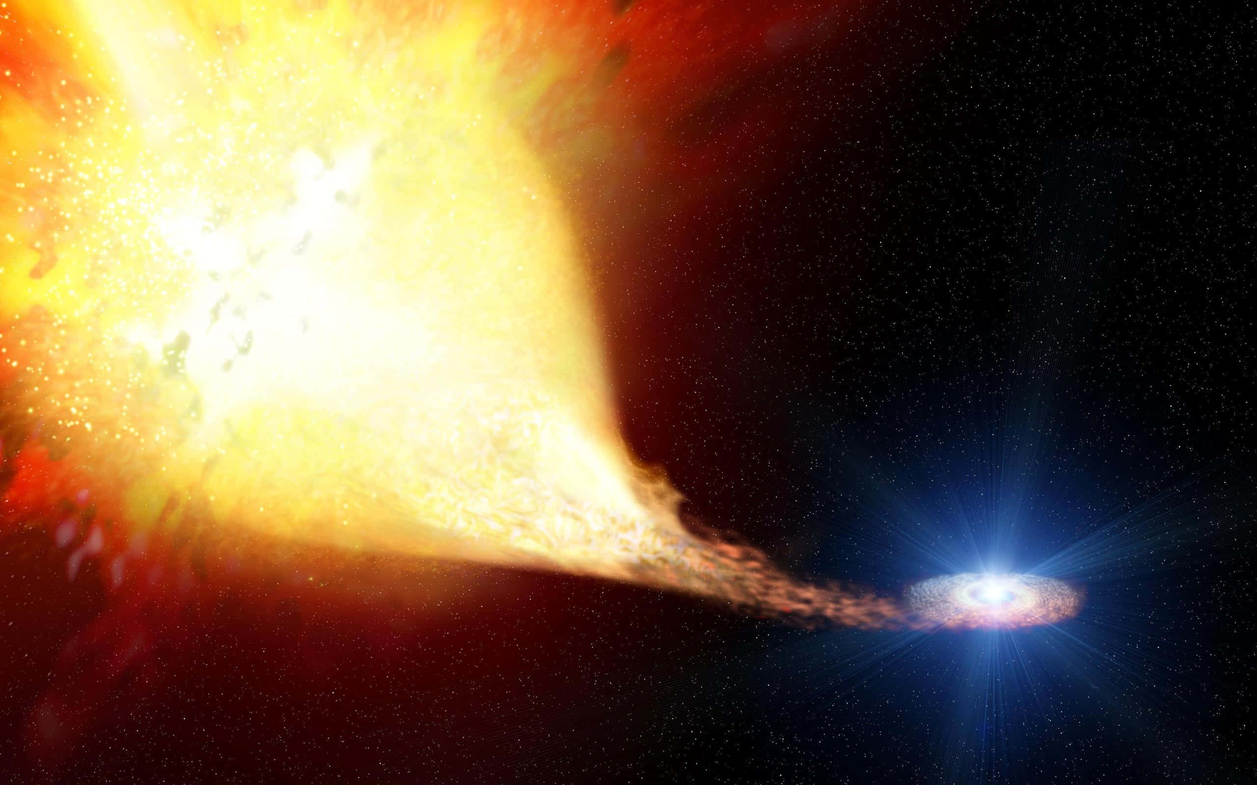 Black Hole Sun, cosmic jet, bright galactic core, 2K Desktop Wallpaper