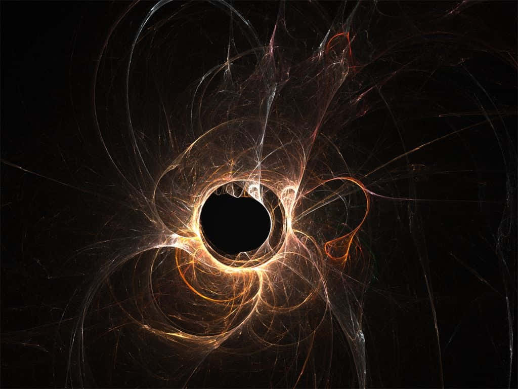 Black Hole Sun, glowing orange and white filaments, central black void, SD Desktop Wallpaper