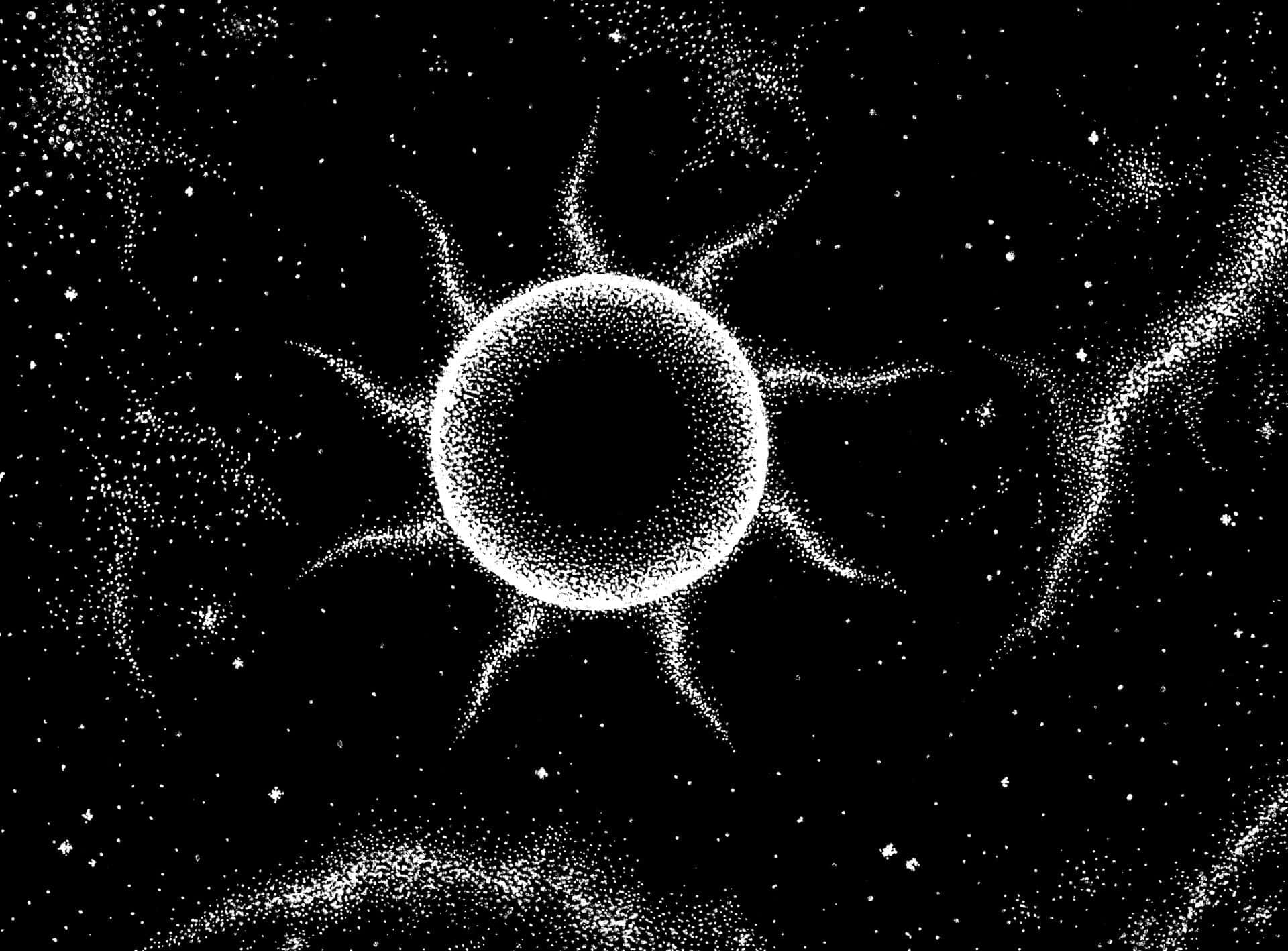 Black Hole Sun, white dots, black cosmic backdrop, Full HD Desktop Wallpaper