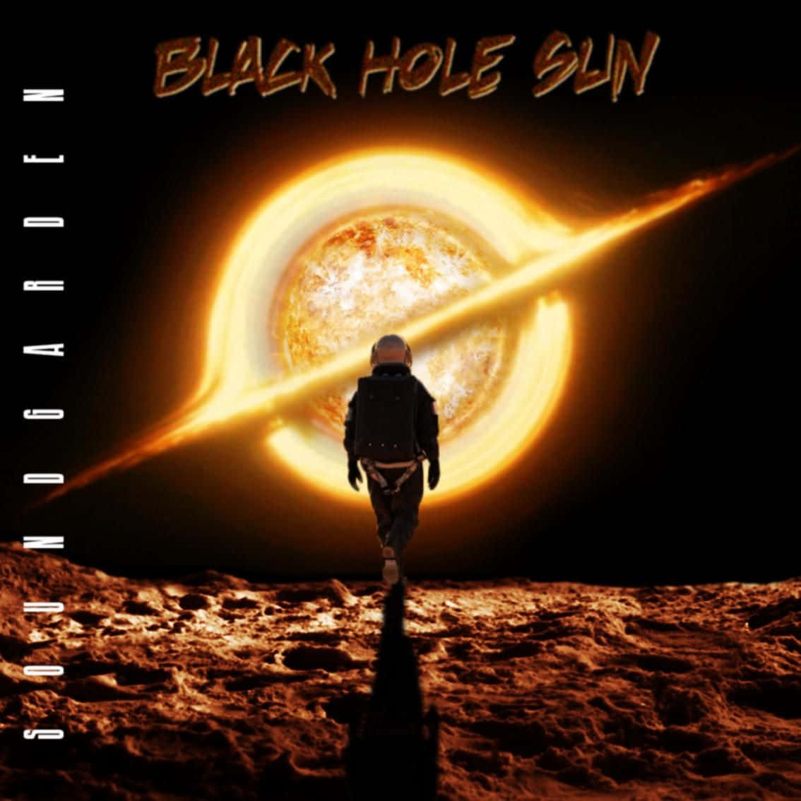 Black Hole Sun, astronaut, glowing black hole sun, SD Desktop Wallpaper