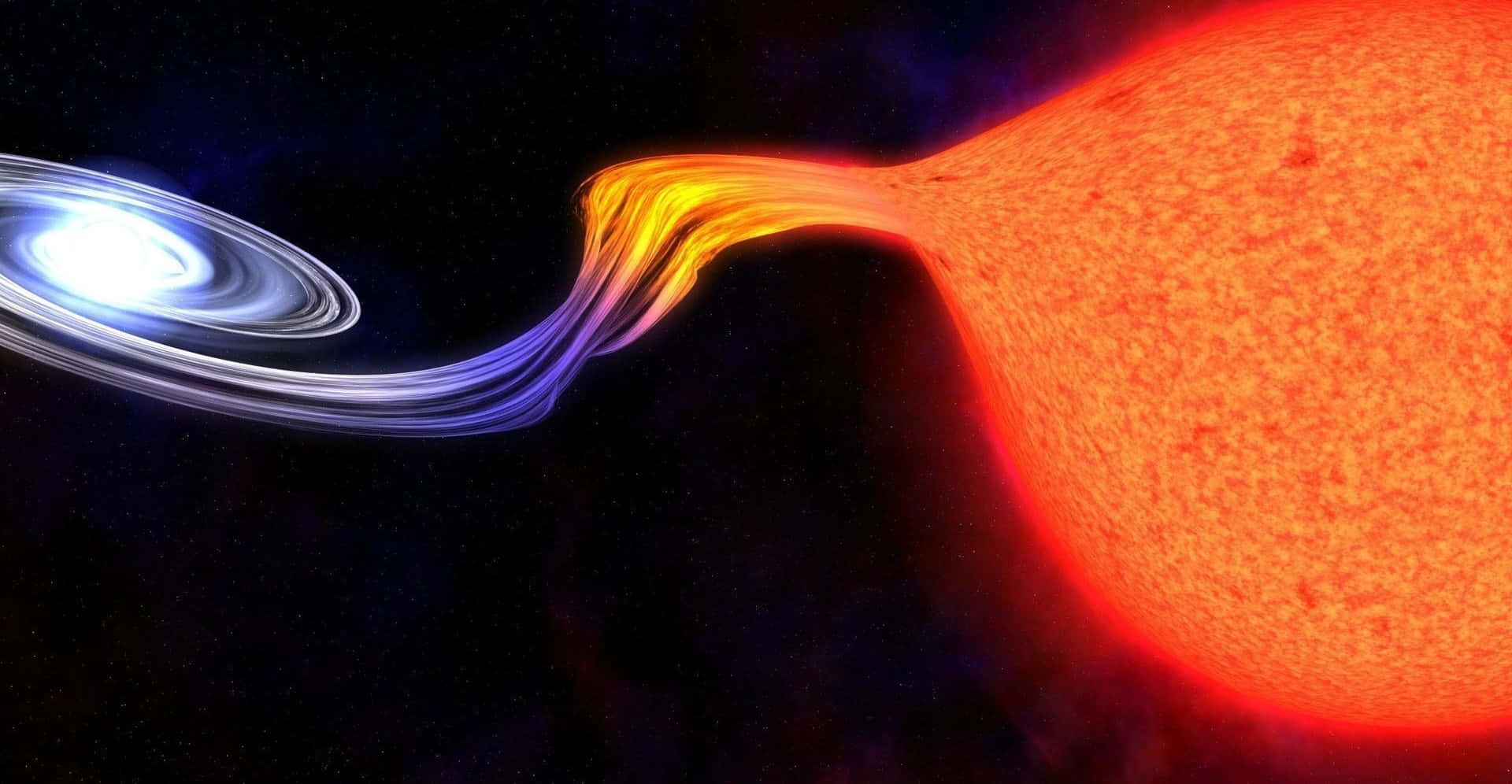 Black Hole Sun, glowing red star, fiery stream, Full HD Desktop Wallpaper