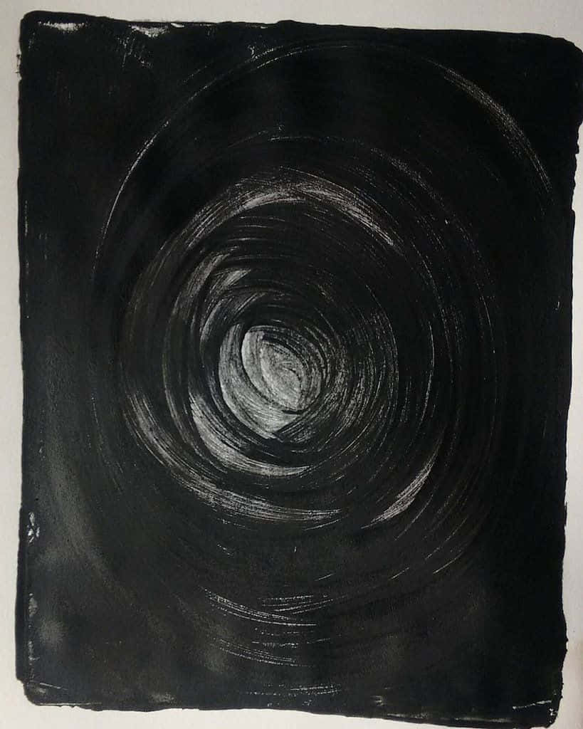 black hole sun, concentric swirling strokes, black and gray charcoal, SD Phone Wallpaper