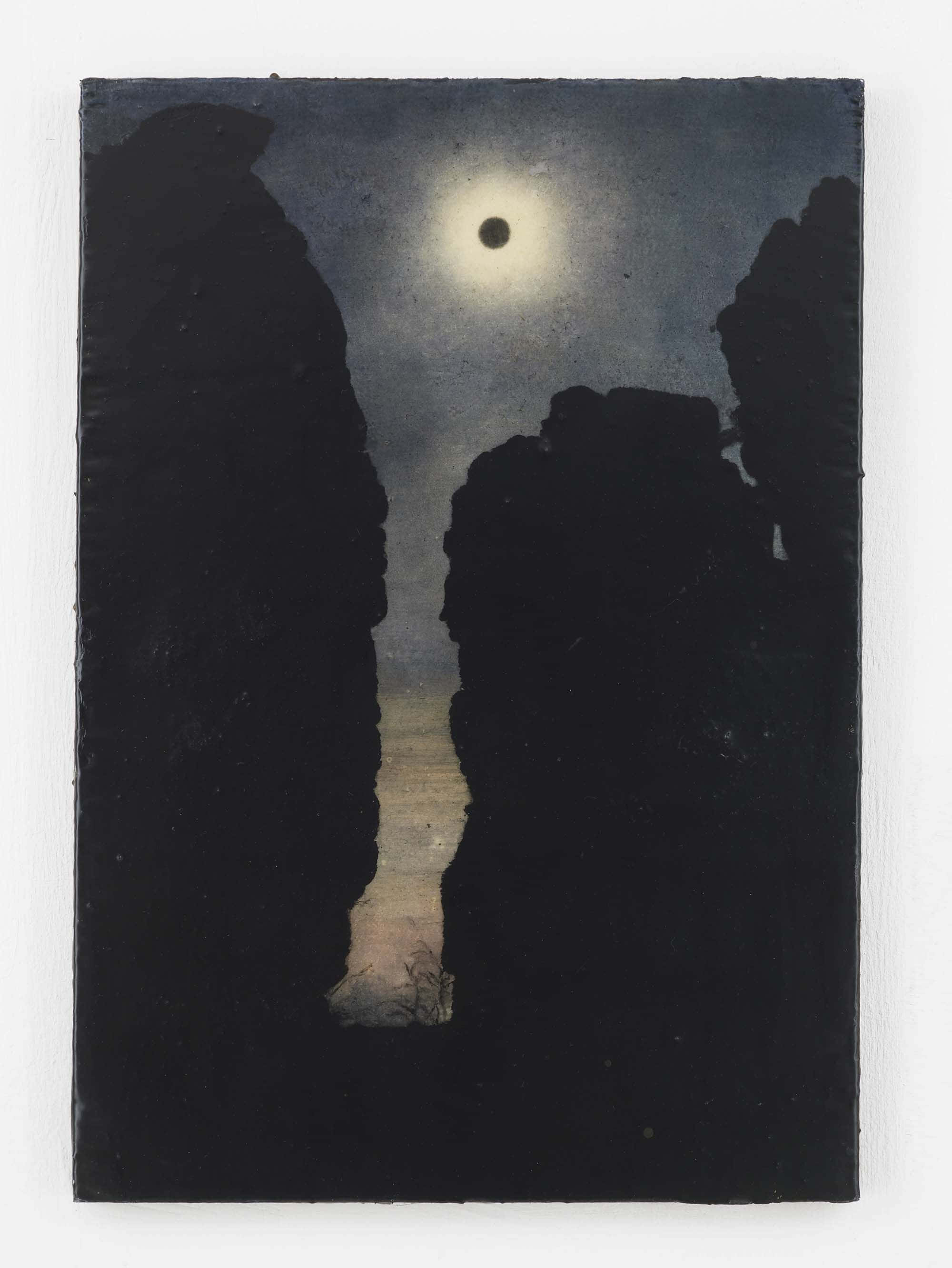Black Hole Sun, moonlight, narrow canyon gap, 2K Phone Wallpaper