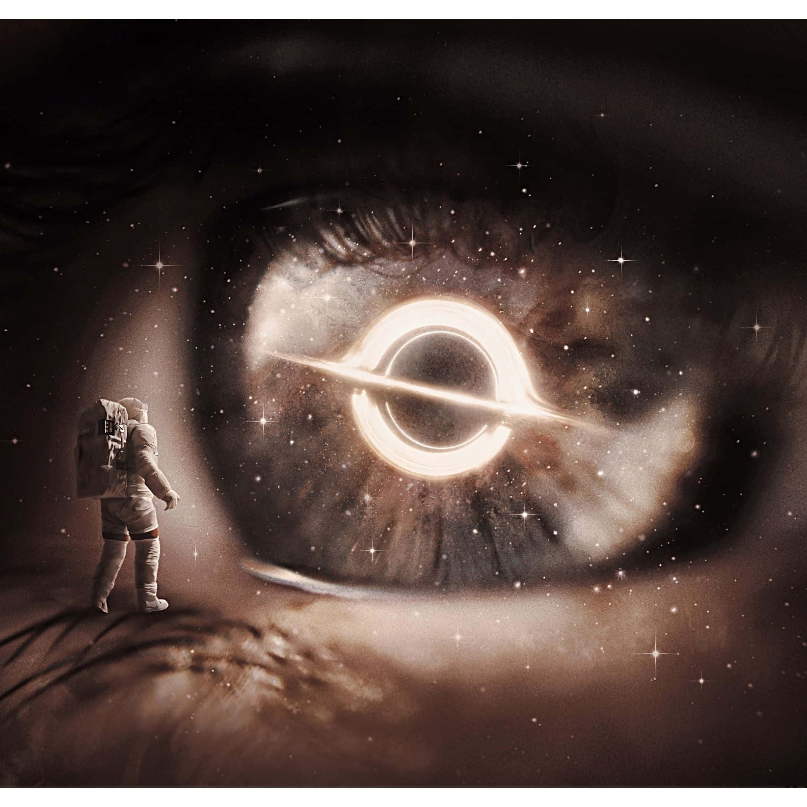 Black Hole Sun, astronaut, cosmic eye, HD Desktop Wallpaper