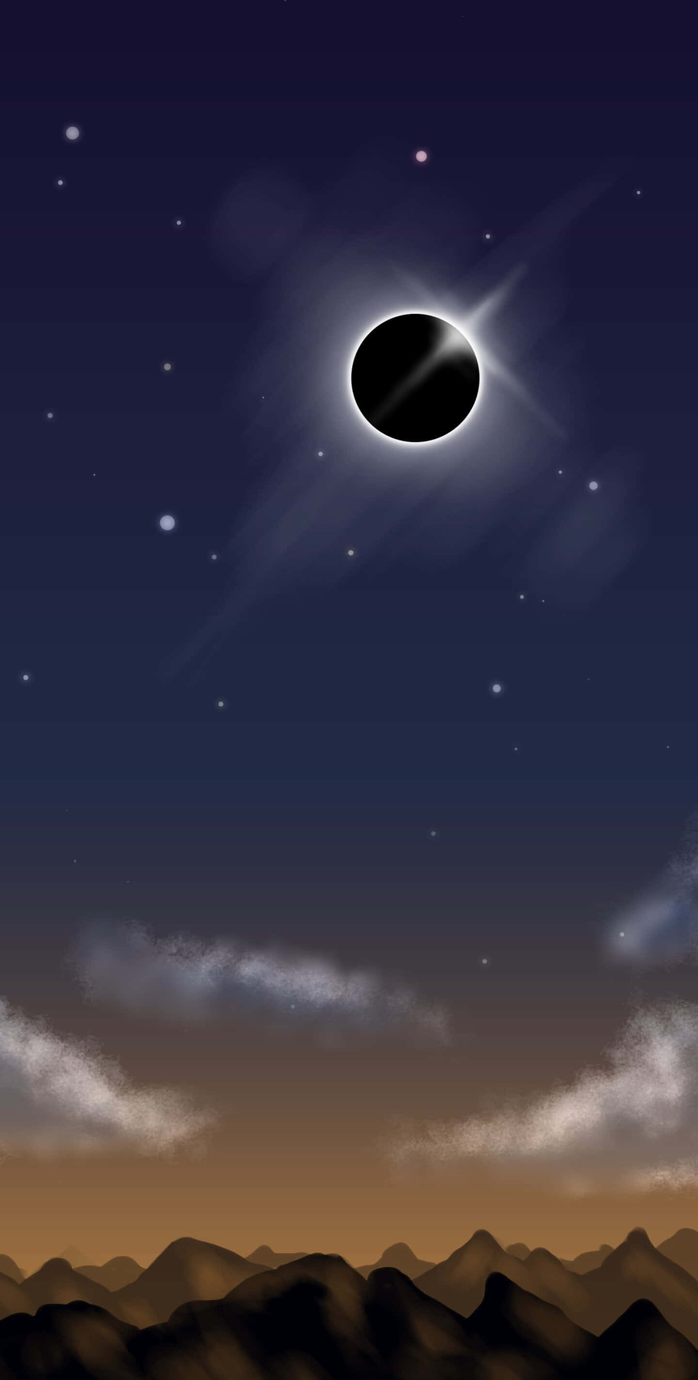 Black Hole Sun, total solar eclipse, starry sky, 2K Phone Wallpaper