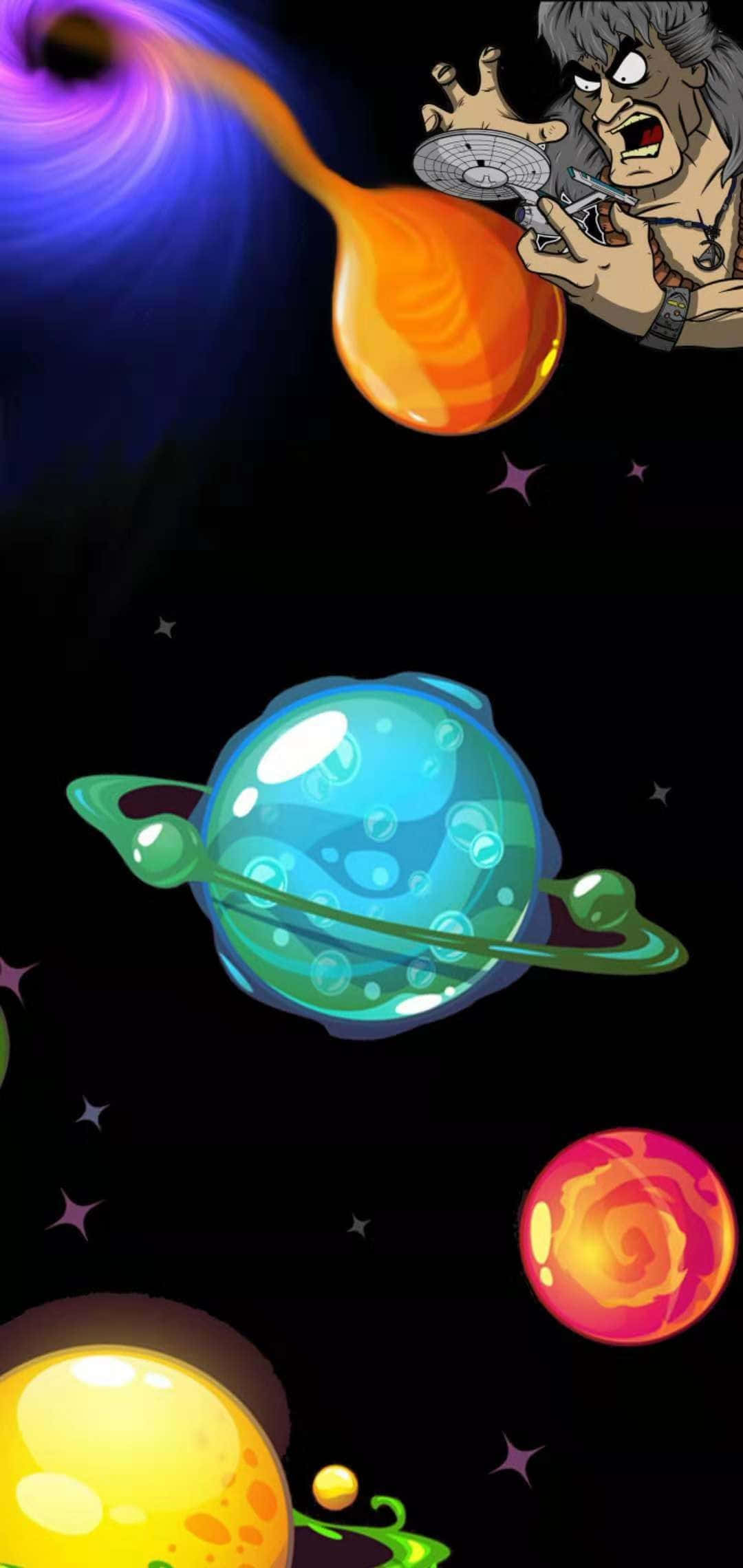 Black Hole, glowing orange planet, starry cosmic backdrop, Full HD Phone Wallpaper