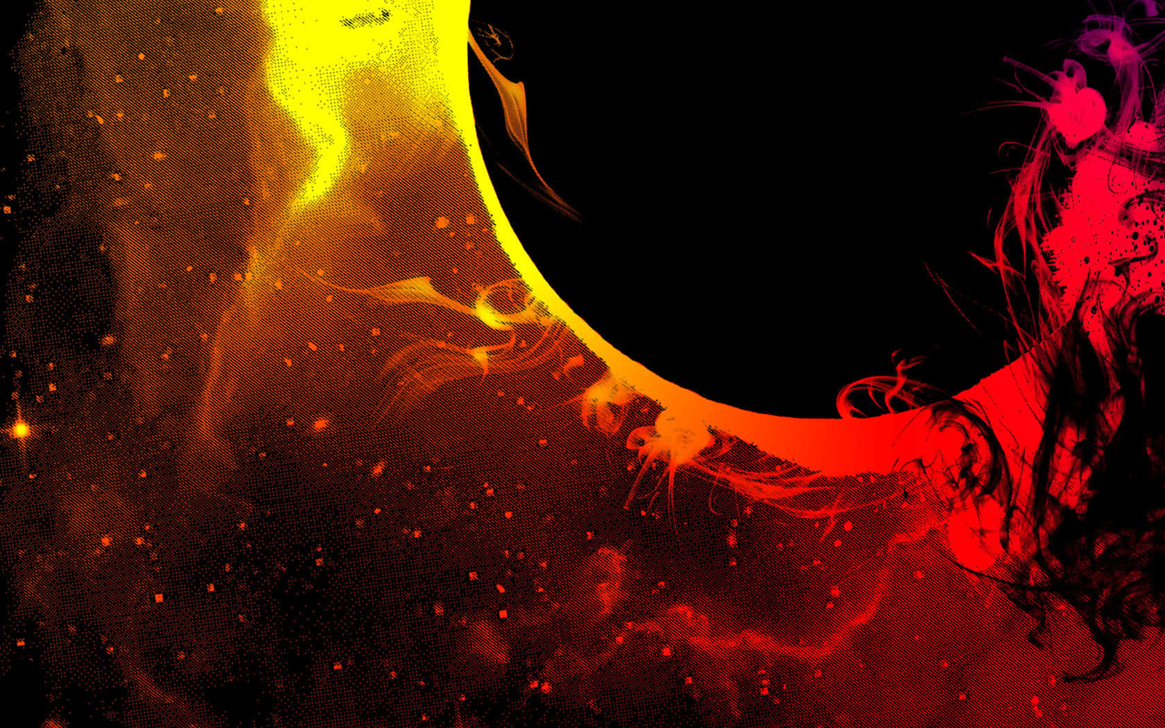 Black Hole Sun, yellow, red ink, HD Desktop Wallpaper