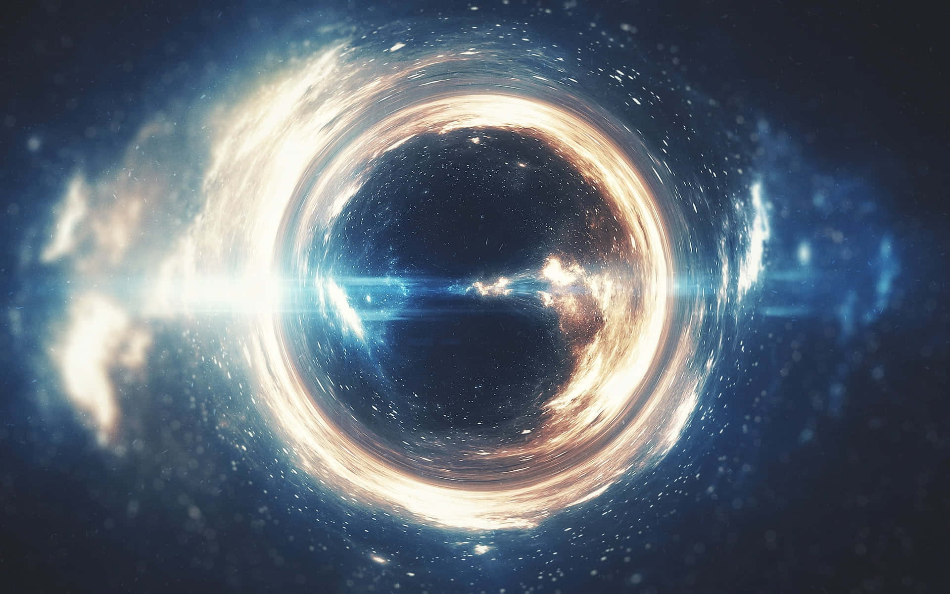 interstellar black hole, super-massive black hole, golden light, Full HD Desktop Wallpaper