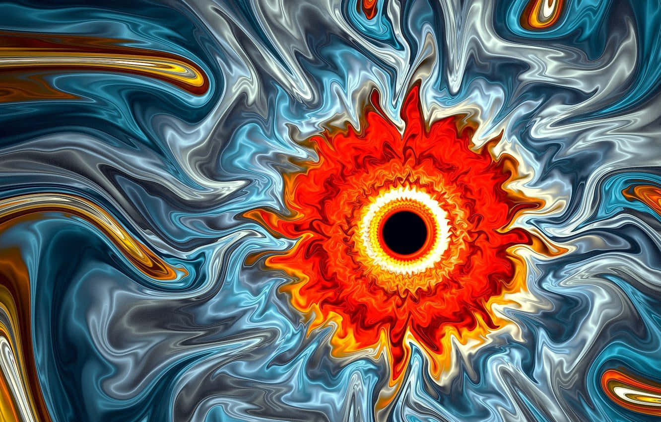 Black Hole Sun, fiery red and orange sunburst, black center, HD Desktop Wallpaper
